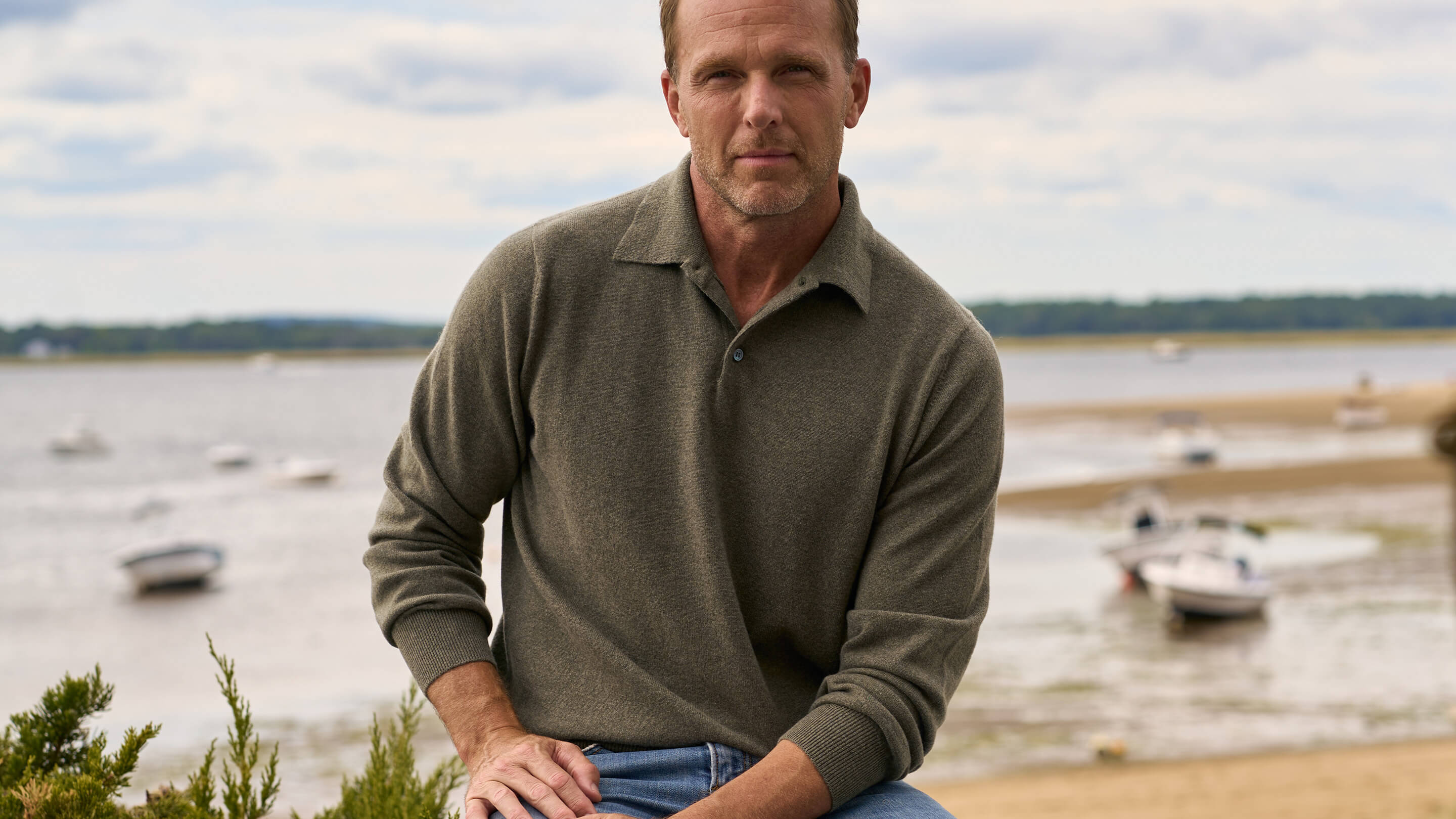 Billie Todd Two-Ply Cashmere Polo in Moss