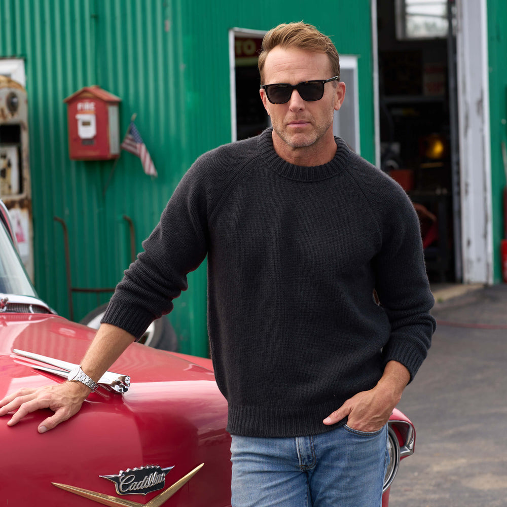Ewan Scottish Cashmere Sweater in Peat