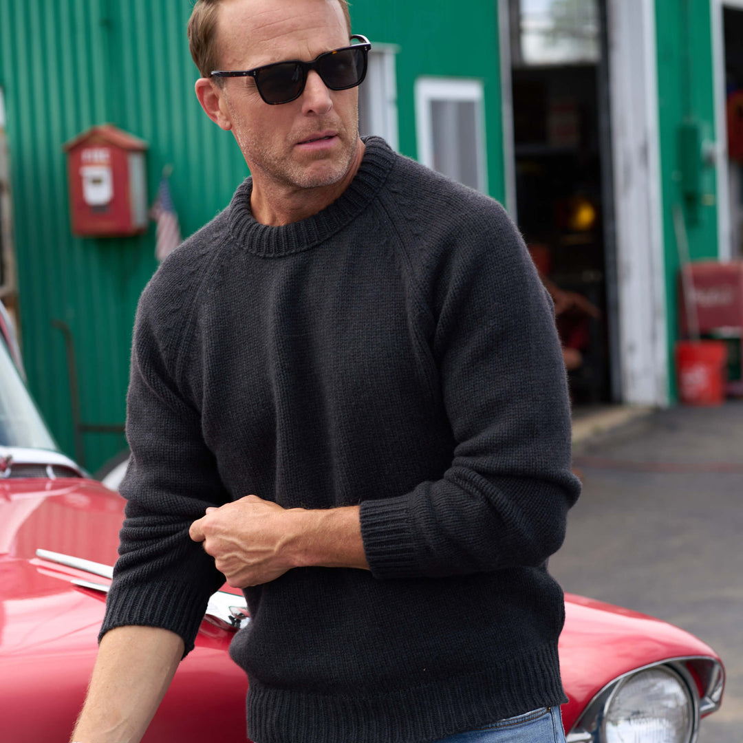 Ewan Scottish Cashmere Sweater in Peat