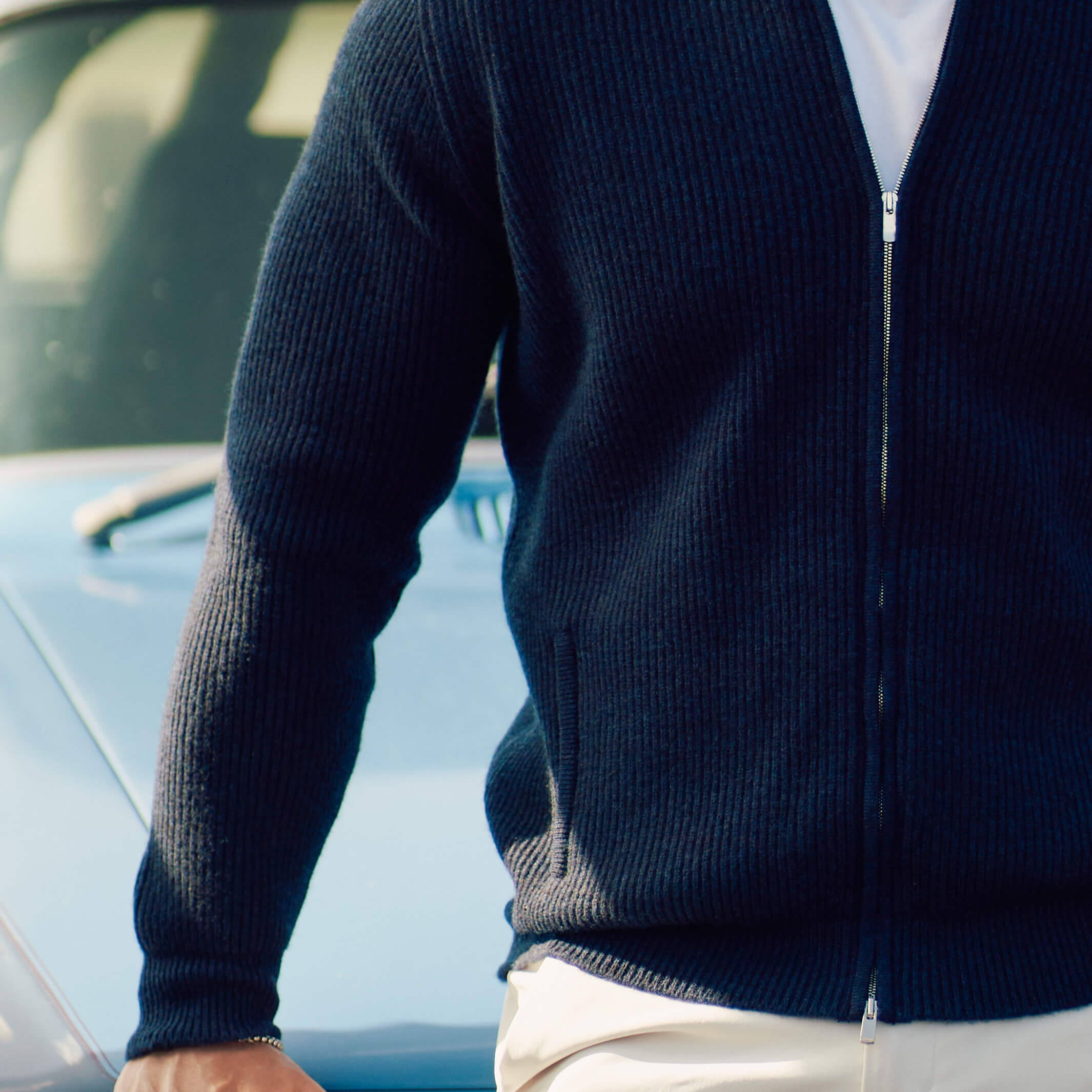 Billie Todd 100% Cashmere Four-Ply Full Zip Ink Well#color_ink well