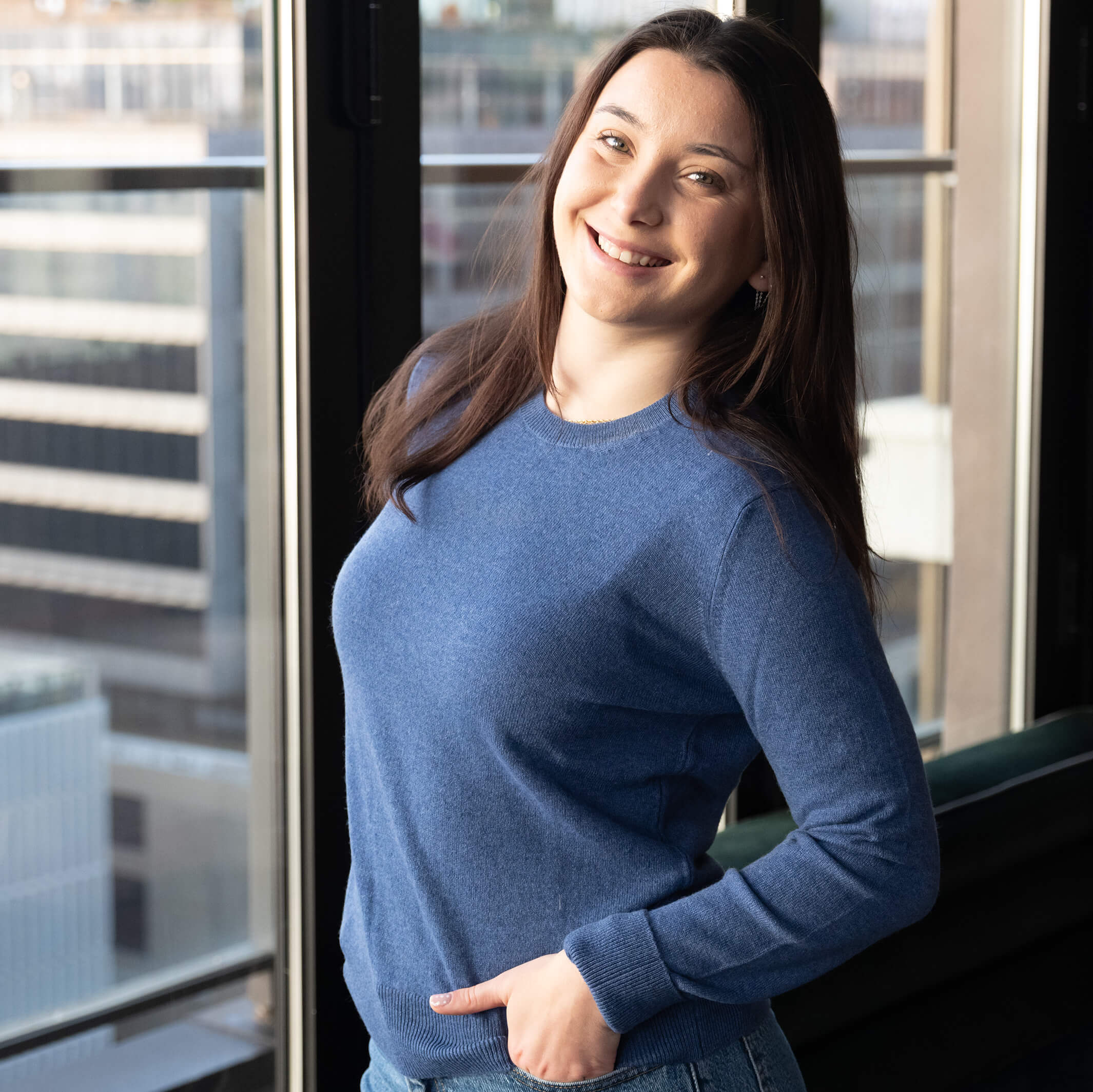 Billie Todd 100% Cashmere Two-Ply Crewneck #color_loch blue