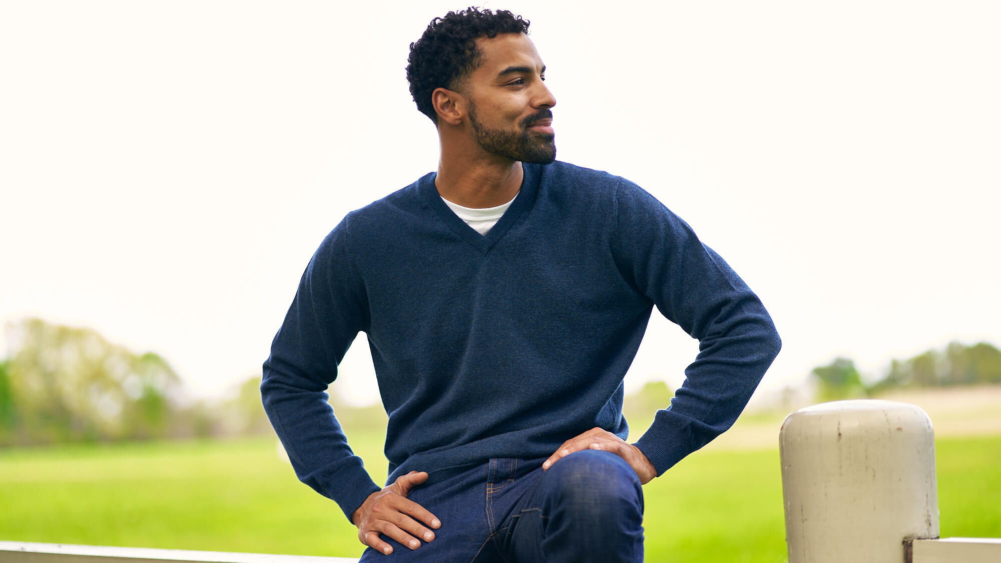 Billie Todd Two-Ply V-neck Japanese Blue