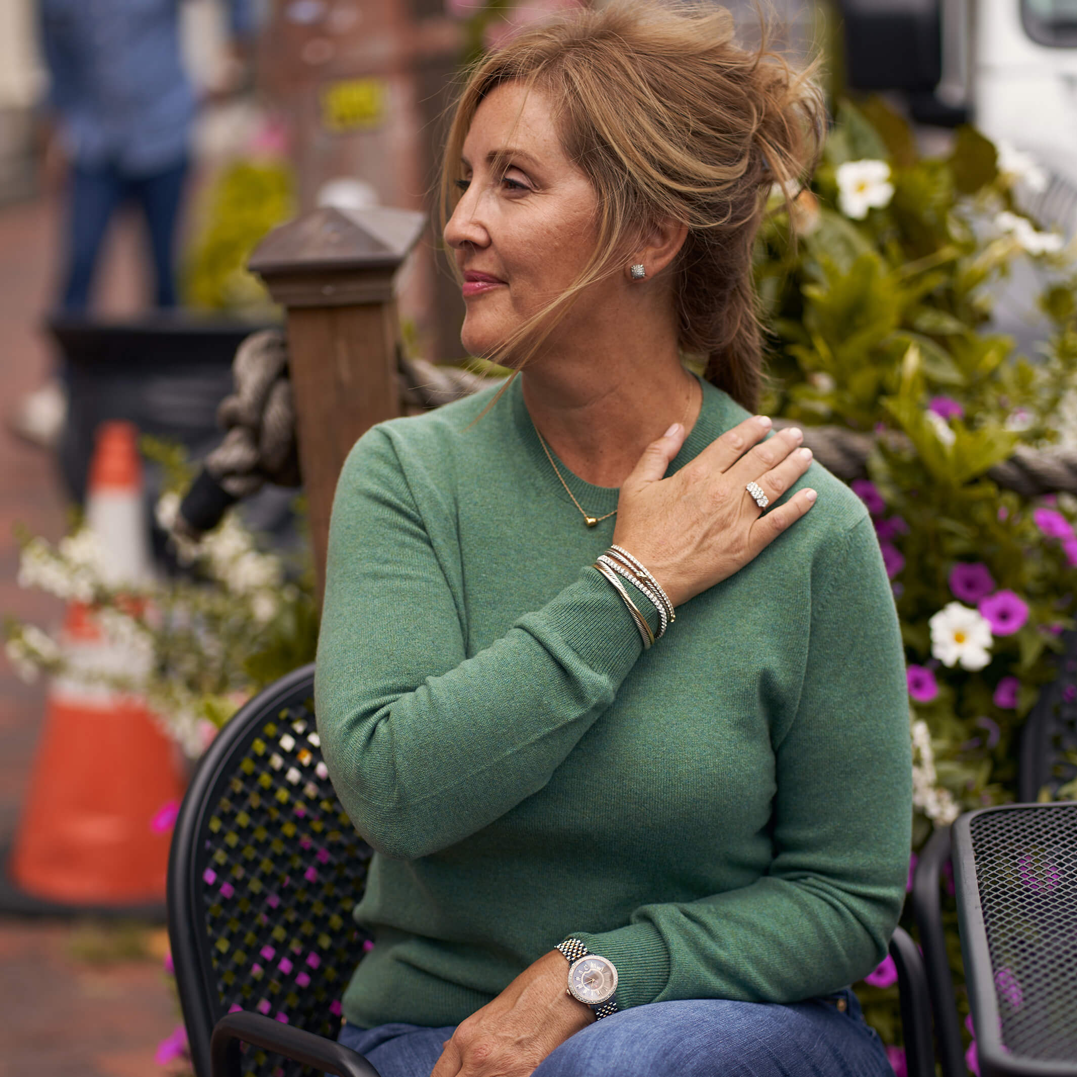 Billie Todd 100% Cashmere Two-Ply Womens Crewneck strath-green#color_strath green