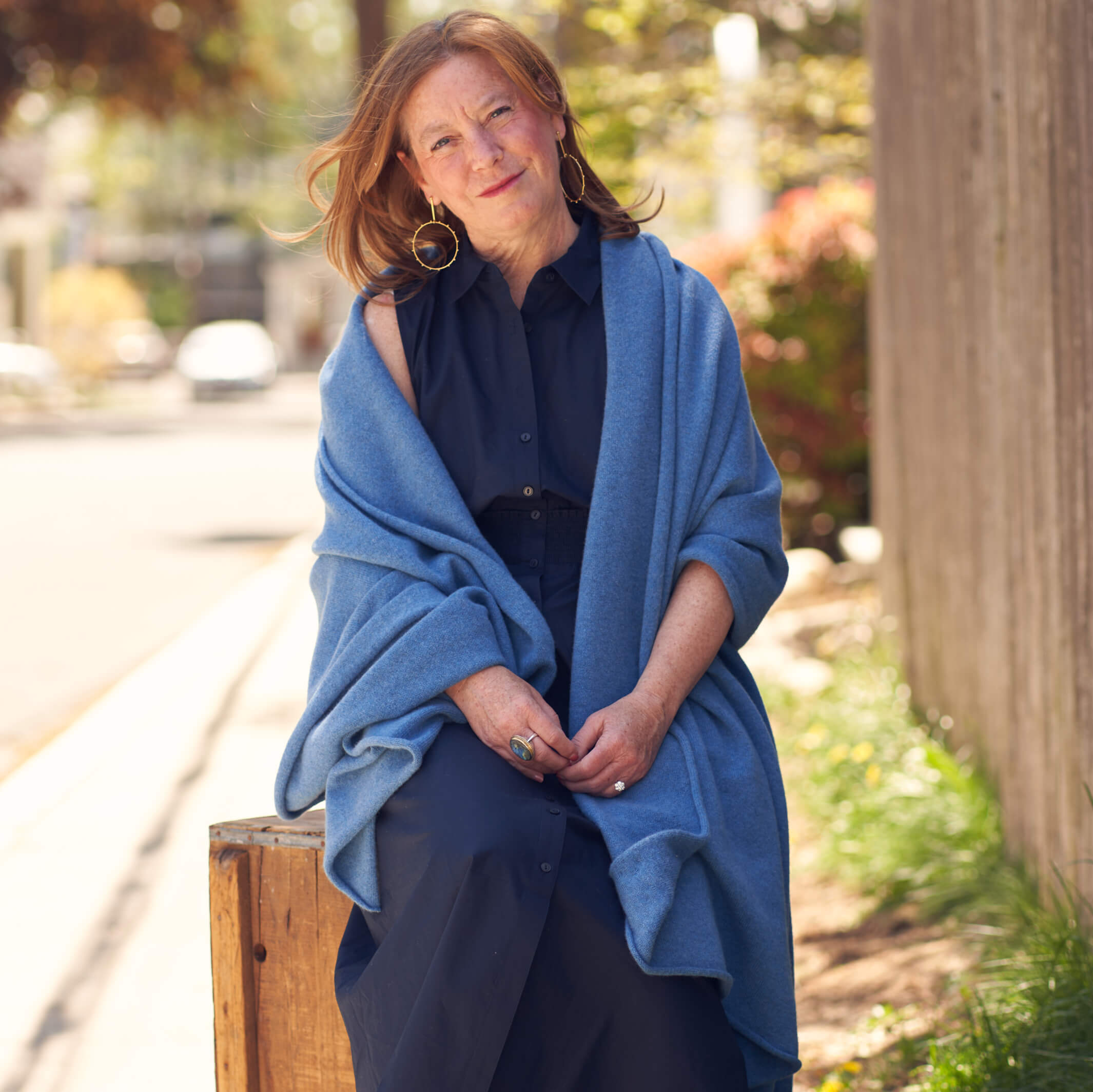 Billie Todd Four-Ply Cashmere Shawl Wrap Made in Scotland #color_mallaig-blue