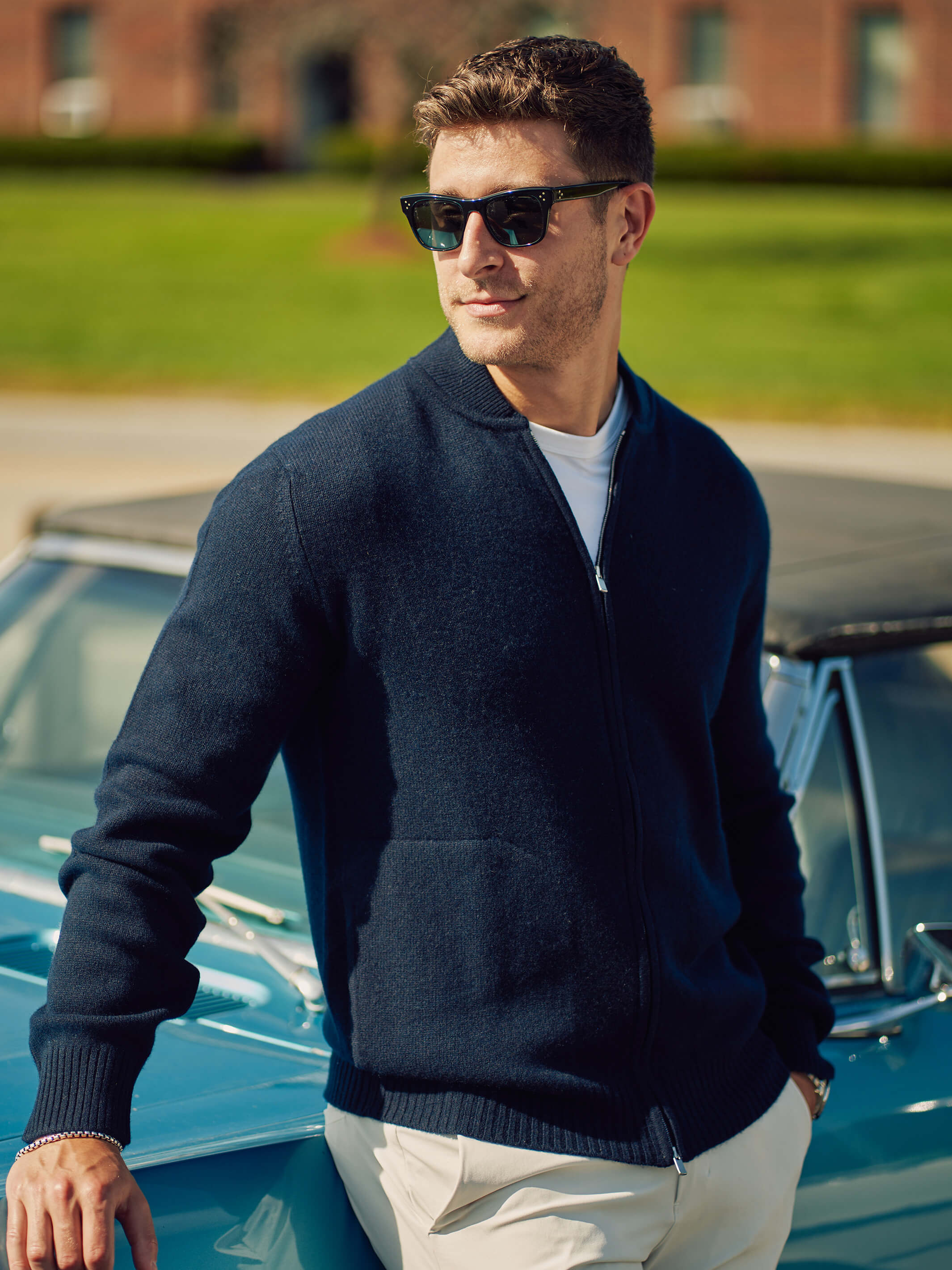 Billie Todd Four-ply Cashmere Full-zip Bomber -pirate