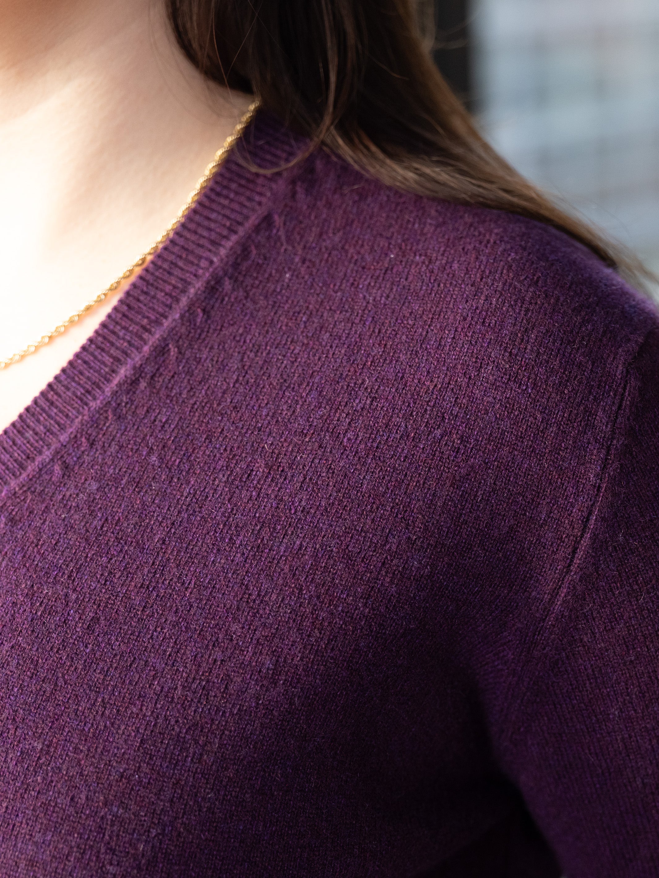 Billie Todd Women's Two-Ply Cashmere Vneck - Plum