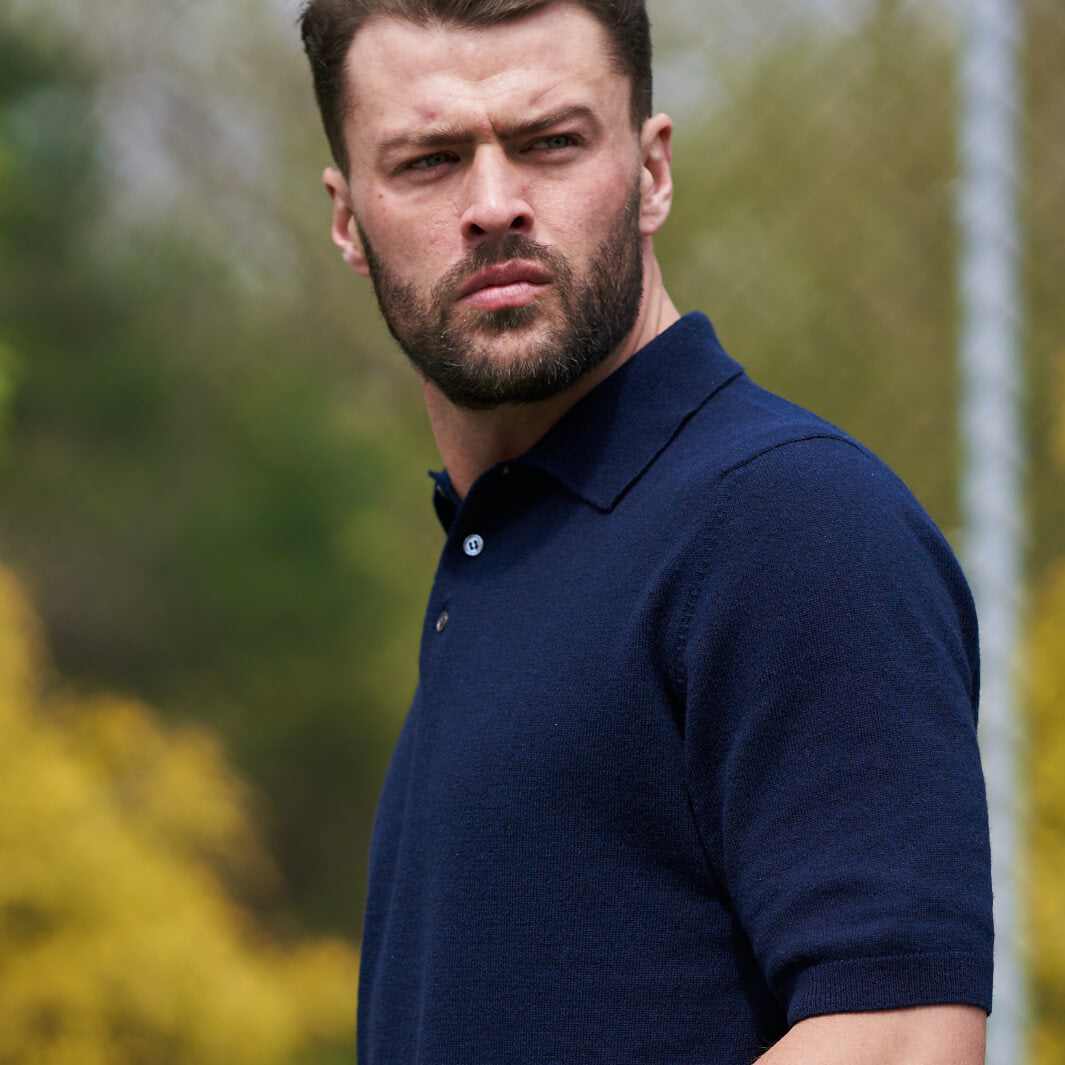 Billie Todd Cashmere Cotton Polo Nero Navy#color_nero-navy