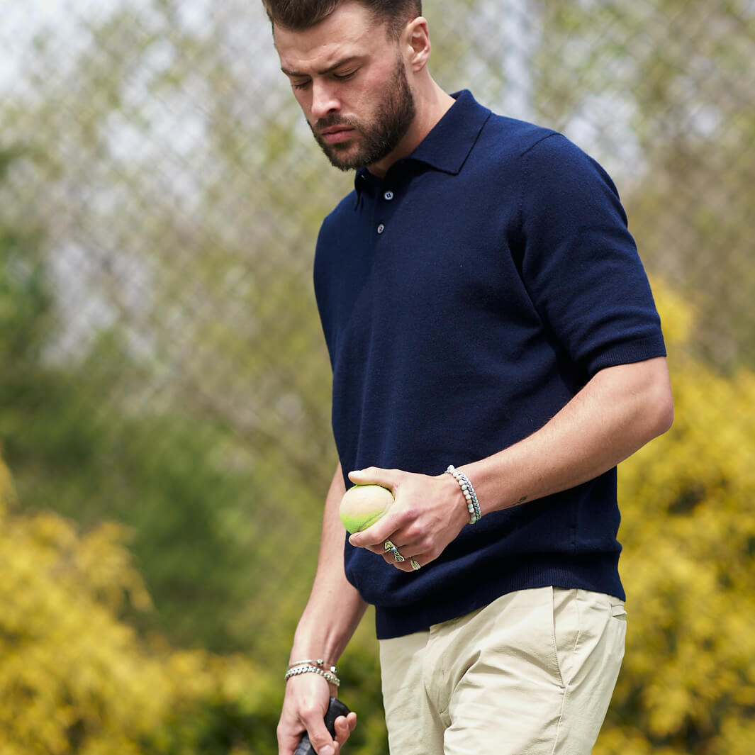 Billie Todd Cashmere Cotton Polo Nero Navy#color_nero-navy