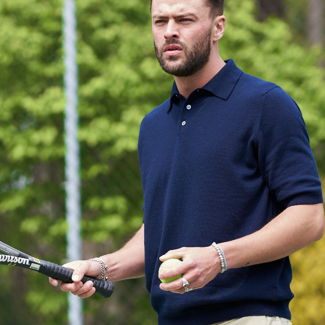 Billie Todd Cashmere Cotton Polo Nero Navy#color_nero-navy