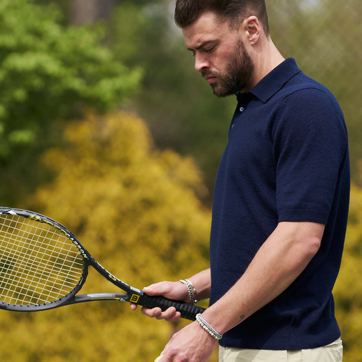 Billie Todd Cashmere Cotton Polo Nero Navy#color_nero-navy