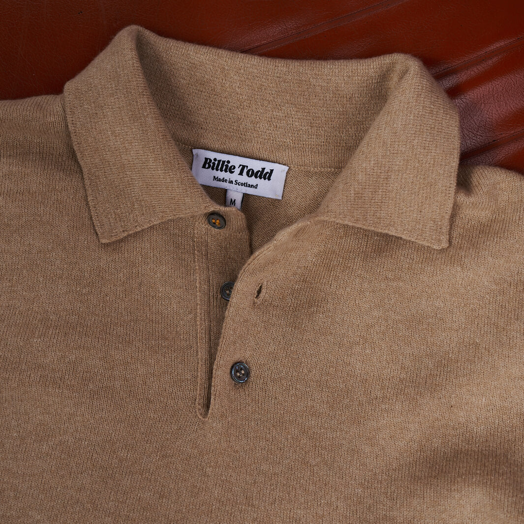 Billie Todd Cashmere Cotton Polo Sandstorm#color_sandstorm