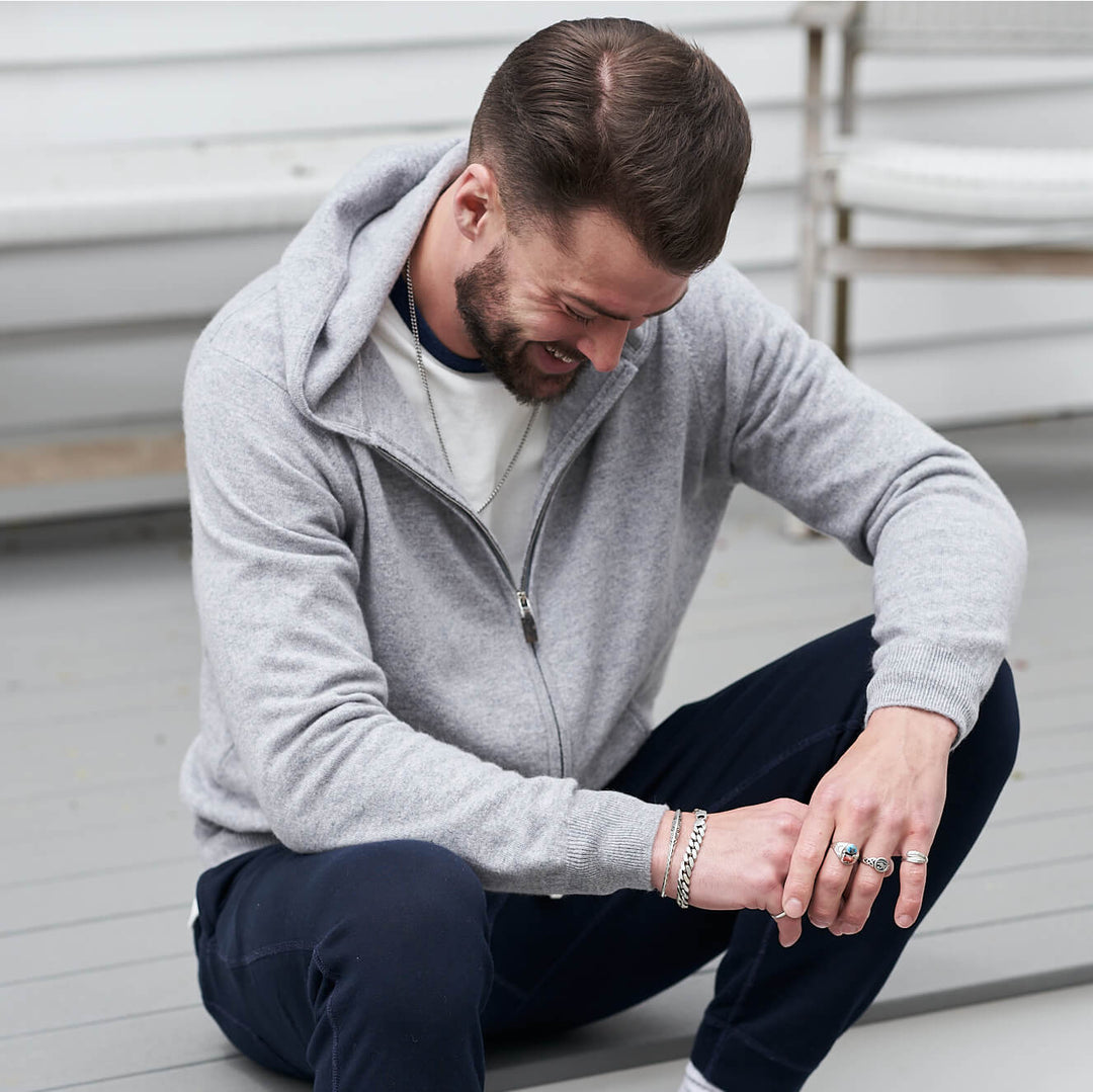 Billie Todd 100% Cashmere Hoodie in Twine Made in Scotland #color_felt-grey