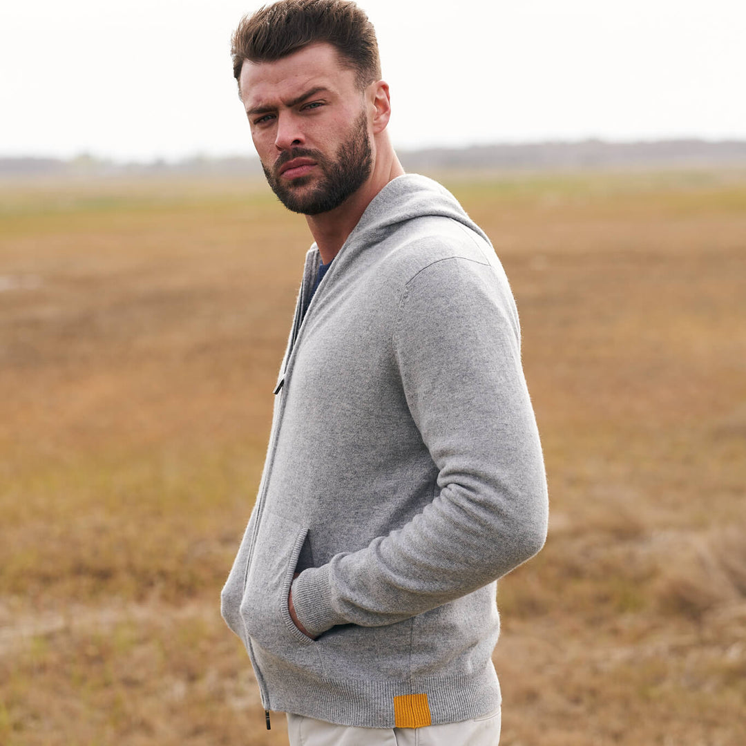 Billie Todd 100% Cashmere Hoodie in Twine Made in Scotland #color_felt-grey