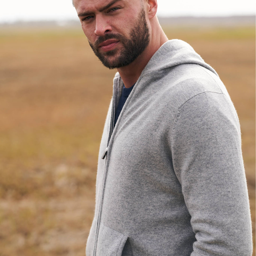 Billie Todd 100% Cashmere Hoodie in Twine Made in Scotland #color_felt-grey