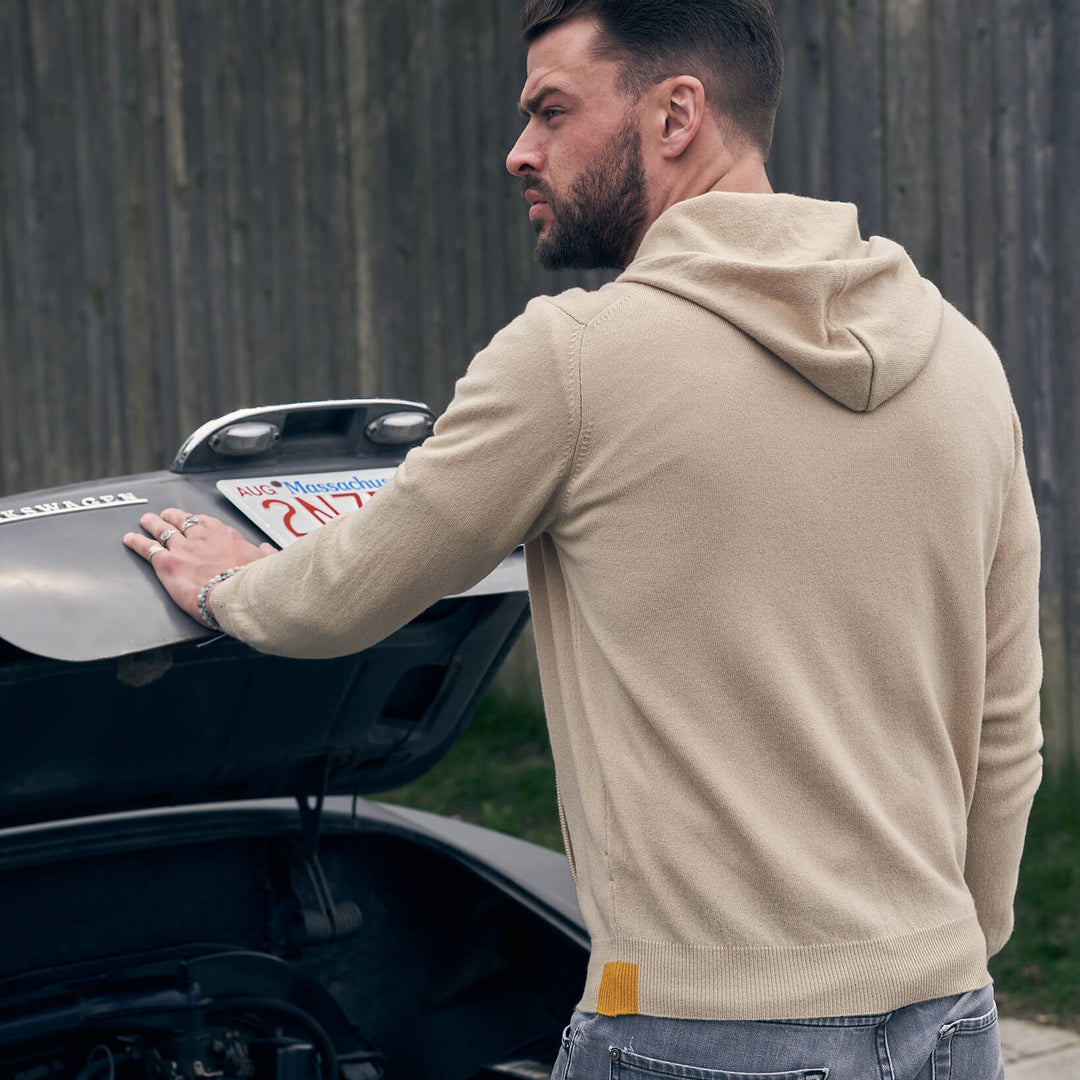 Billie Todd 100% Cashmere Hoodie in Twine Made in Scotland #color_twine