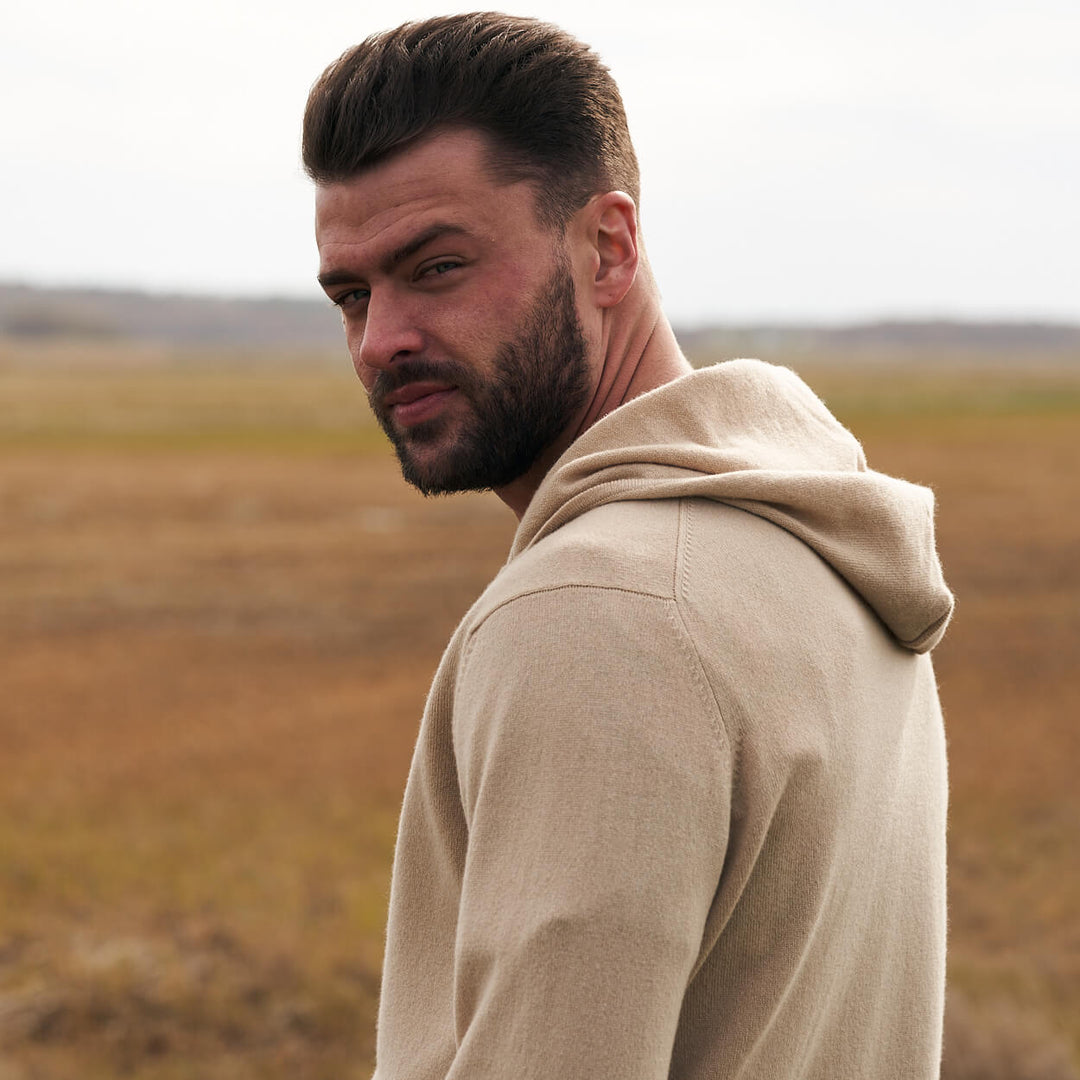 Billie Todd 100% Cashmere Hoodie in Twine Made in Scotland #color_twine
