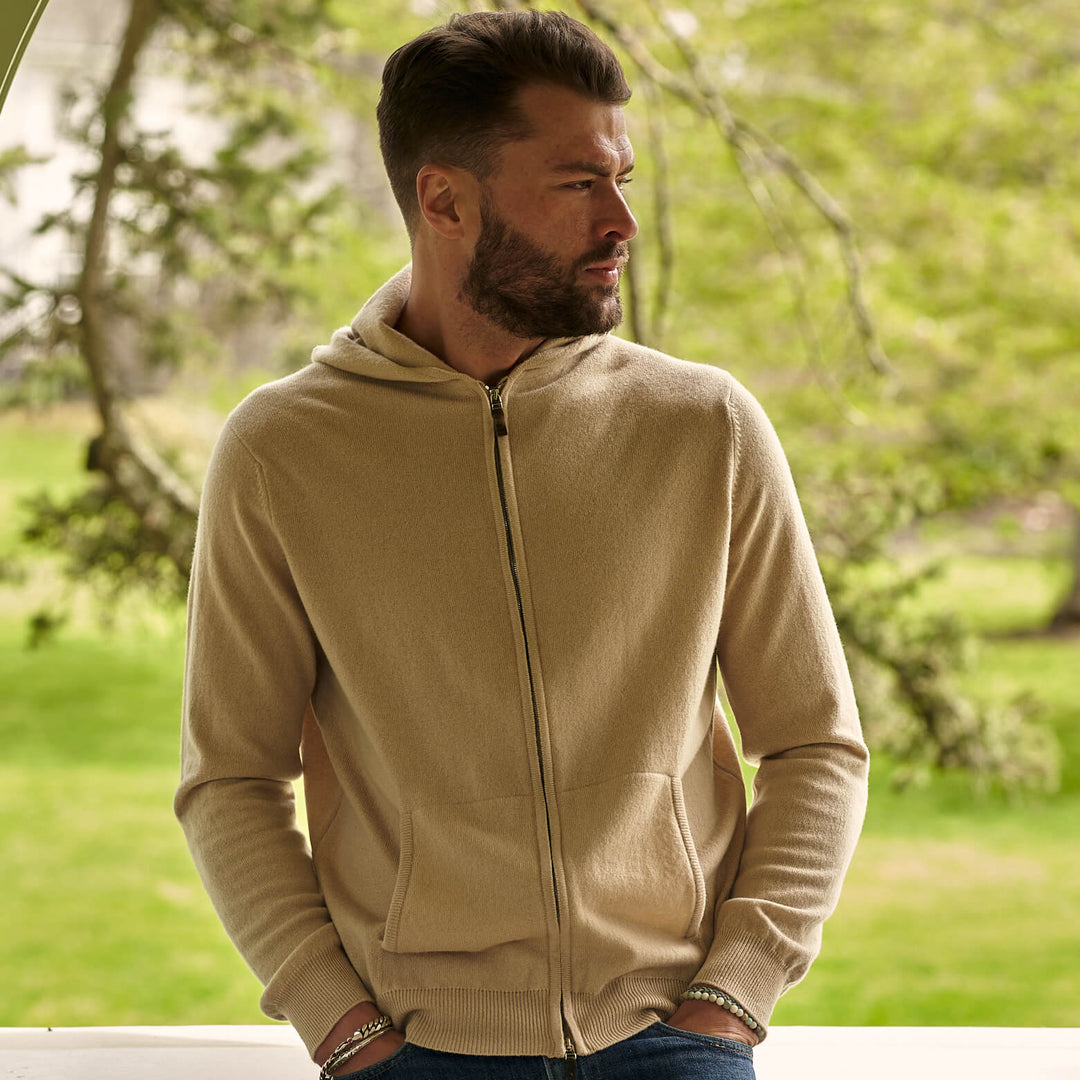 Billie Todd 100% Cashmere Hoodie in Twine Made in Scotland #color_twine