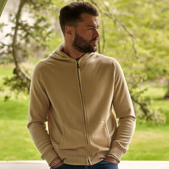Billie Todd 100% Cashmere Hoodie in Twine Made in Scotland #color_twine