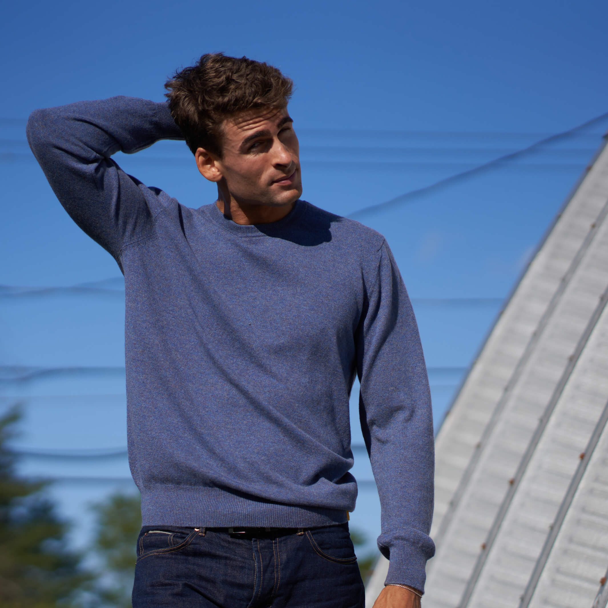 Billie Todd Two Ply Cashmere Crewneck Made in Scotland #color_castle