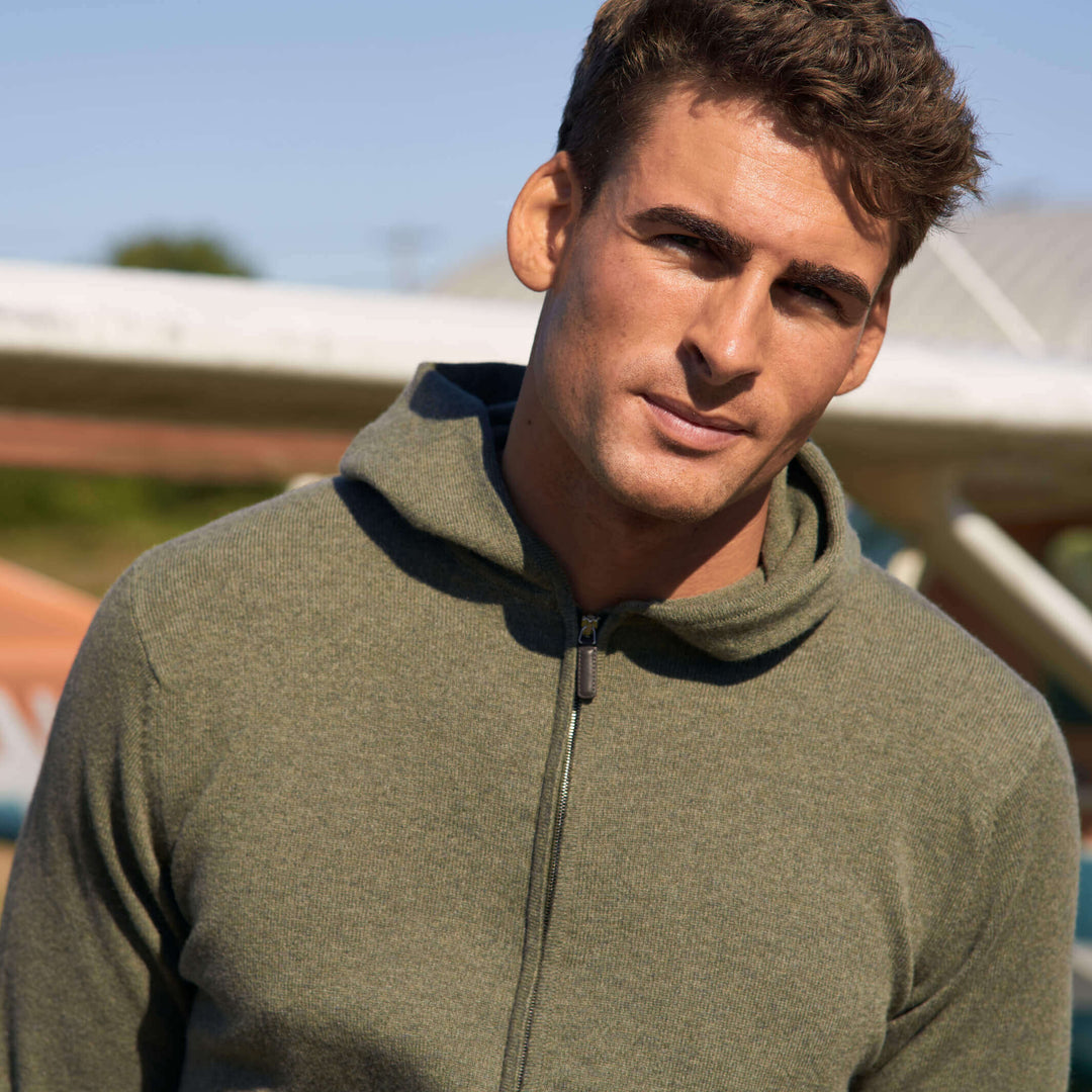 Billie Todd 100% Cashmere Hoodie Moss Green#color_moss