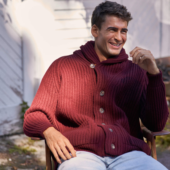 Billie Todd 100% Lambswool Shawl Cardigan Made in Scotland#color_port