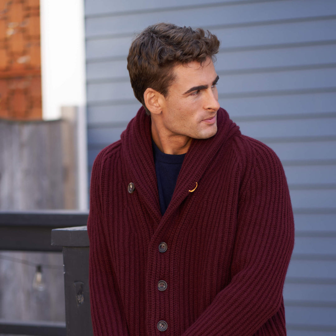 Billie Todd 100% Lambswool Shawl Cardigan Made in Scotland#color_port