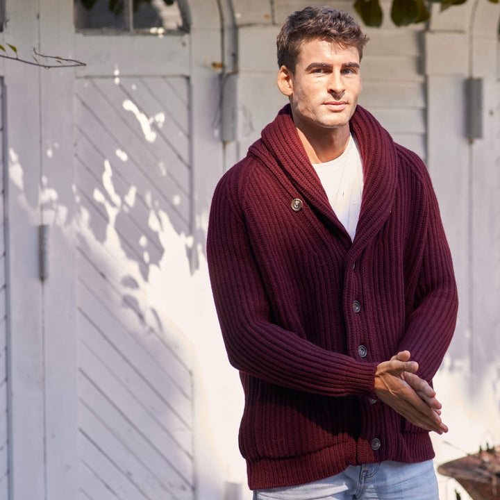 Billie Todd 100% Lambswool Shawl Cardigan Made in Scotland#color_port