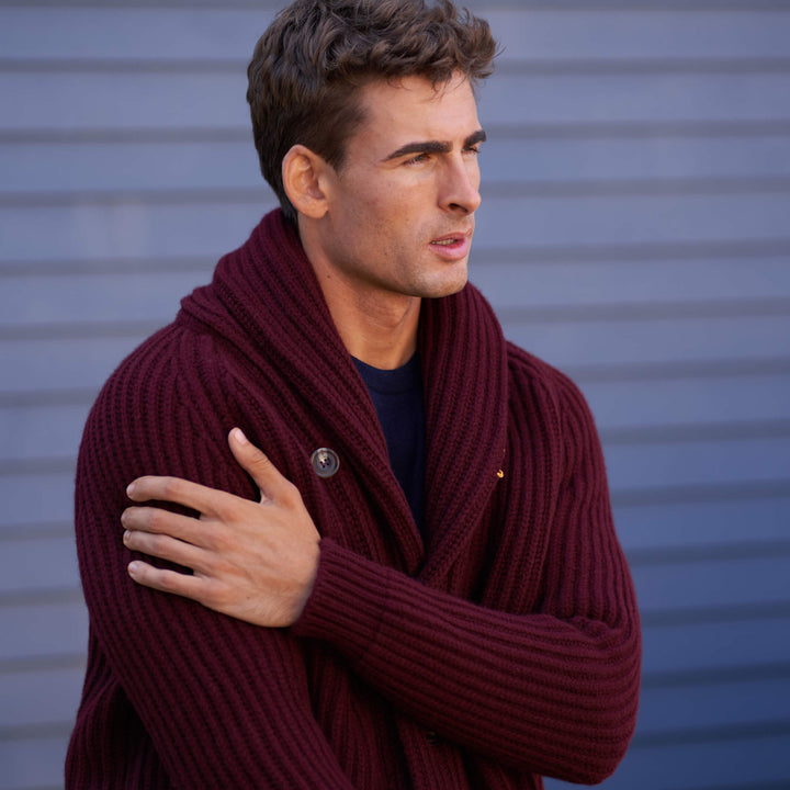 Billie Todd 100% Lambswool Shawl Cardigan Made in Scotland#color_port