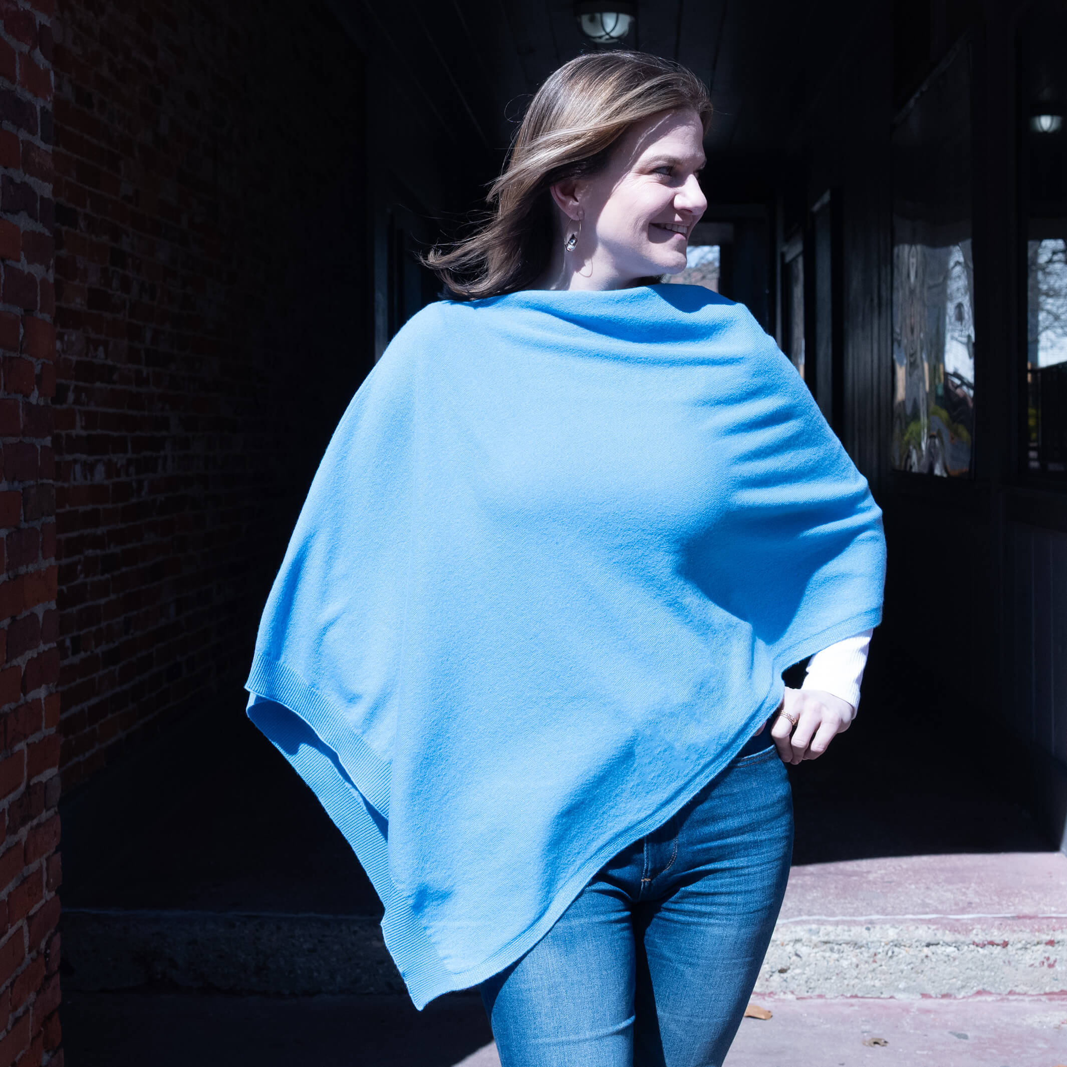 Billie Todd Two-Ply Cashmere Shawl Made in Scotland #color_saxon