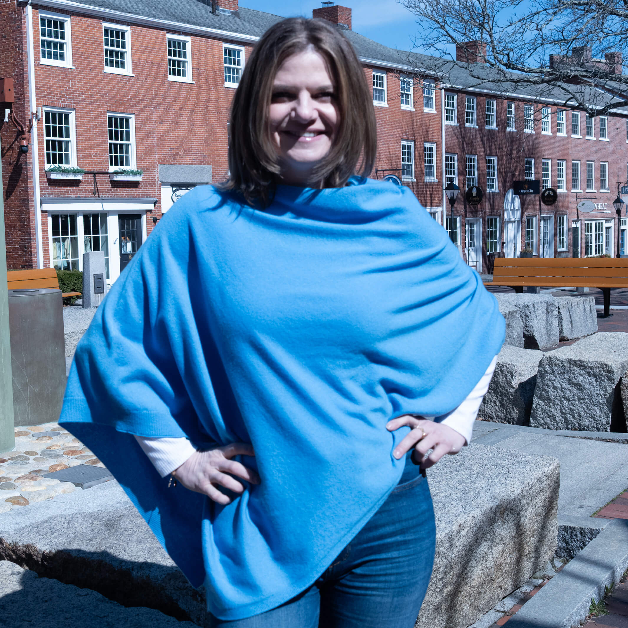 Billie Todd Two-Ply Cashmere Shawl Made in Scotland #color_saxon