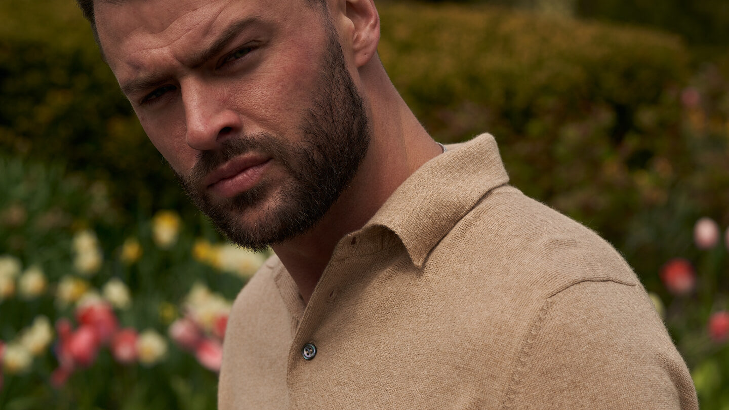 Billie Todd Cashmere Cottton Polo-Sandstorm