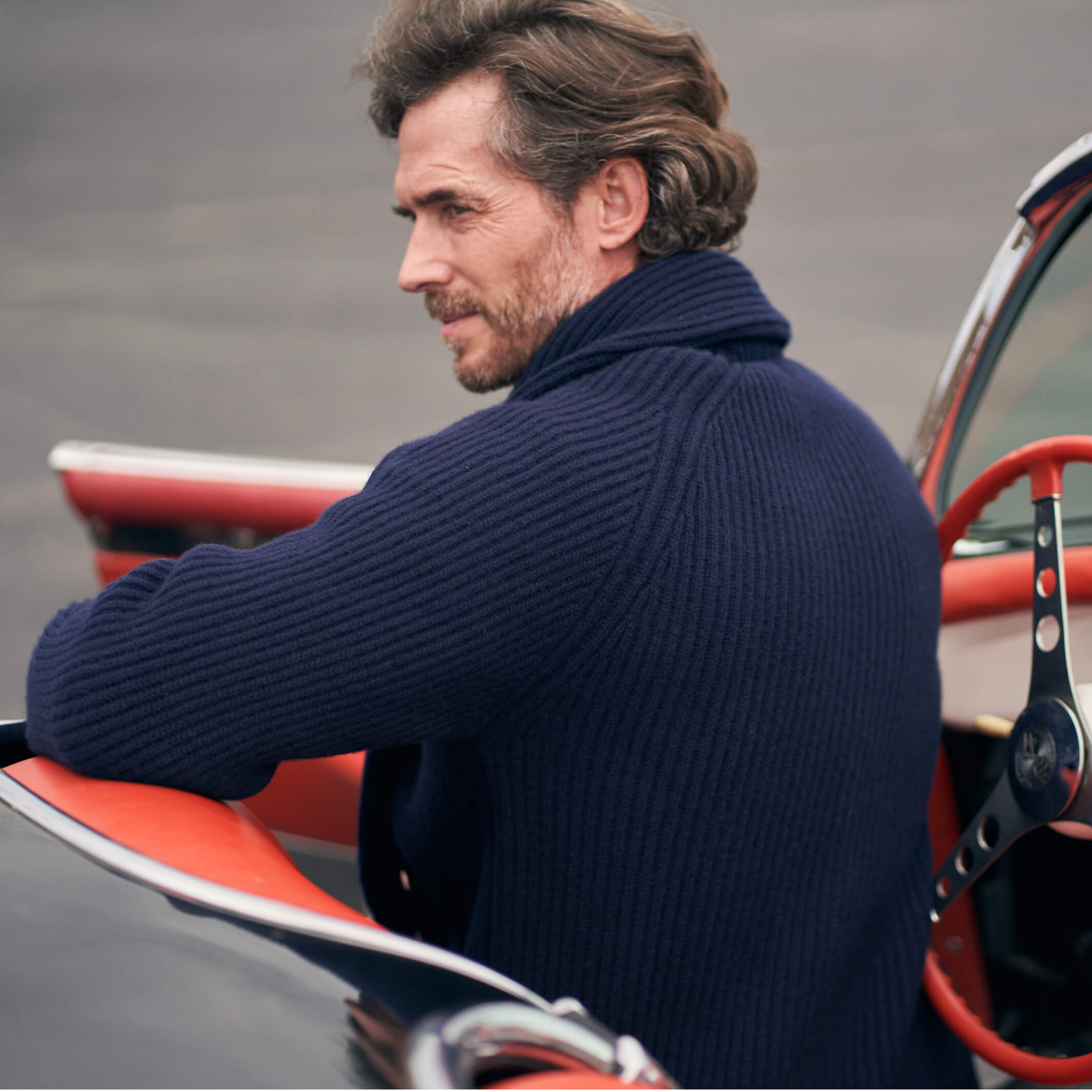 Billie Todd Eight-Ply Cashmere Shawl Cardigan Made in Scotland #color_navy