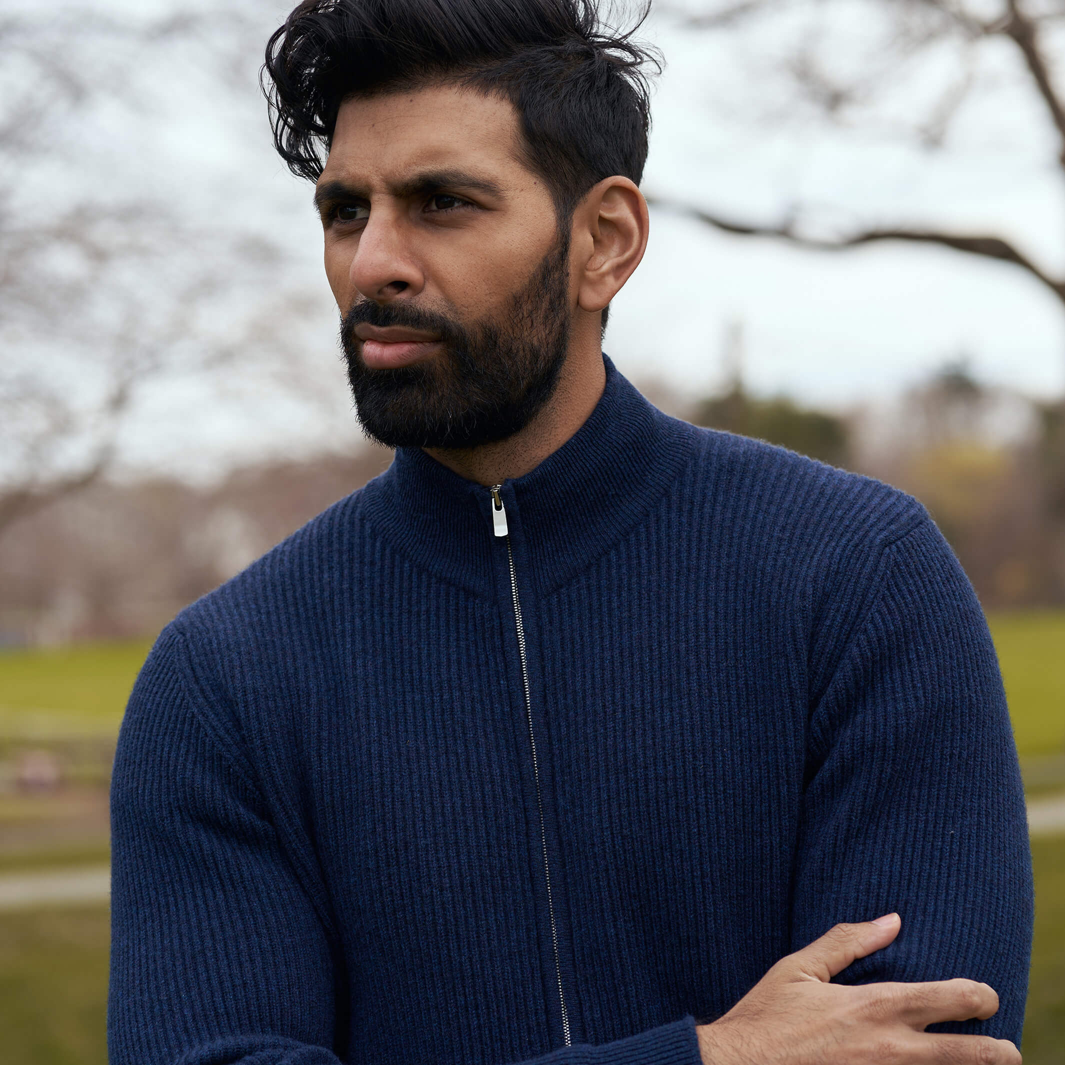 Billie Todd 100% Cashmere Four-Ply Full Zip Ink Well#color_ink well