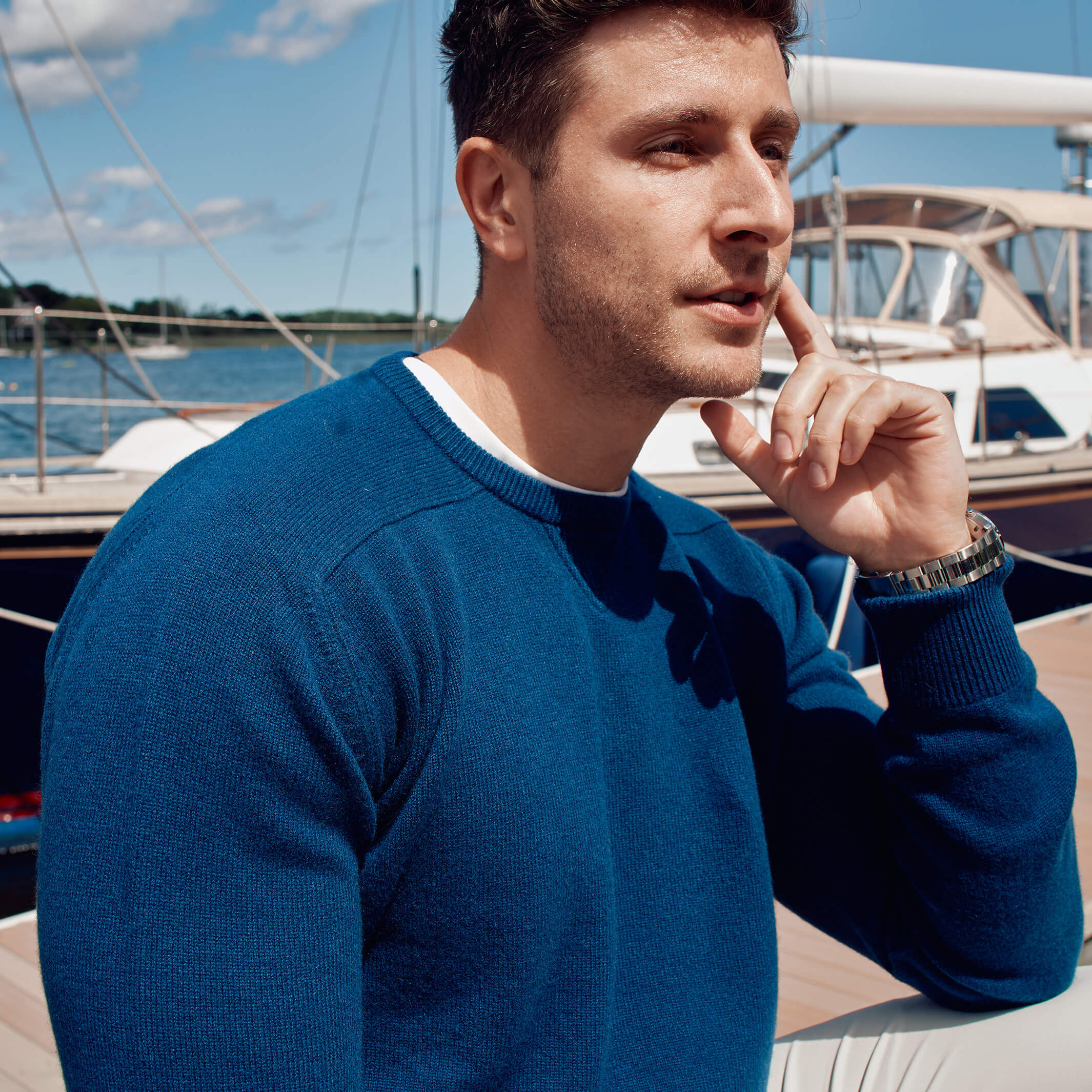 Billie Todd 100% Cashmere Four-Ply Sweatshirt Made in Scotland#color_naval jack