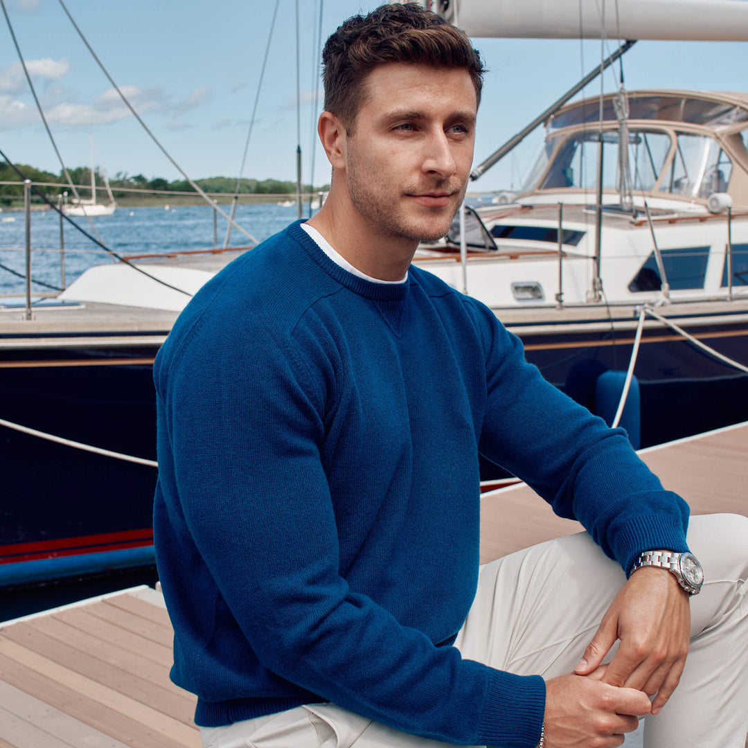 Billie Todd 100% Cashmere Four-Ply Sweatshirt Made in Scotland#color_naval-jack