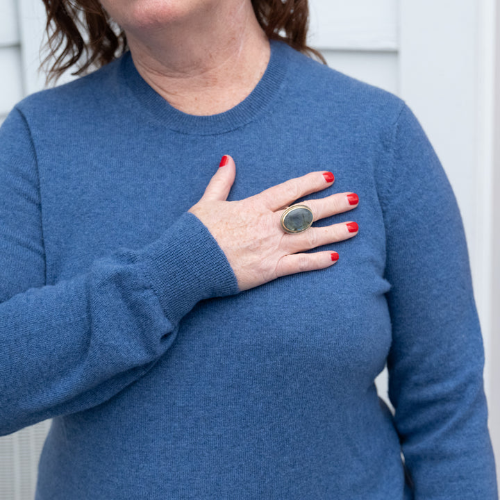 Billie Todd 100% Cashmere Two-Ply Crewneck #color_loch-blue