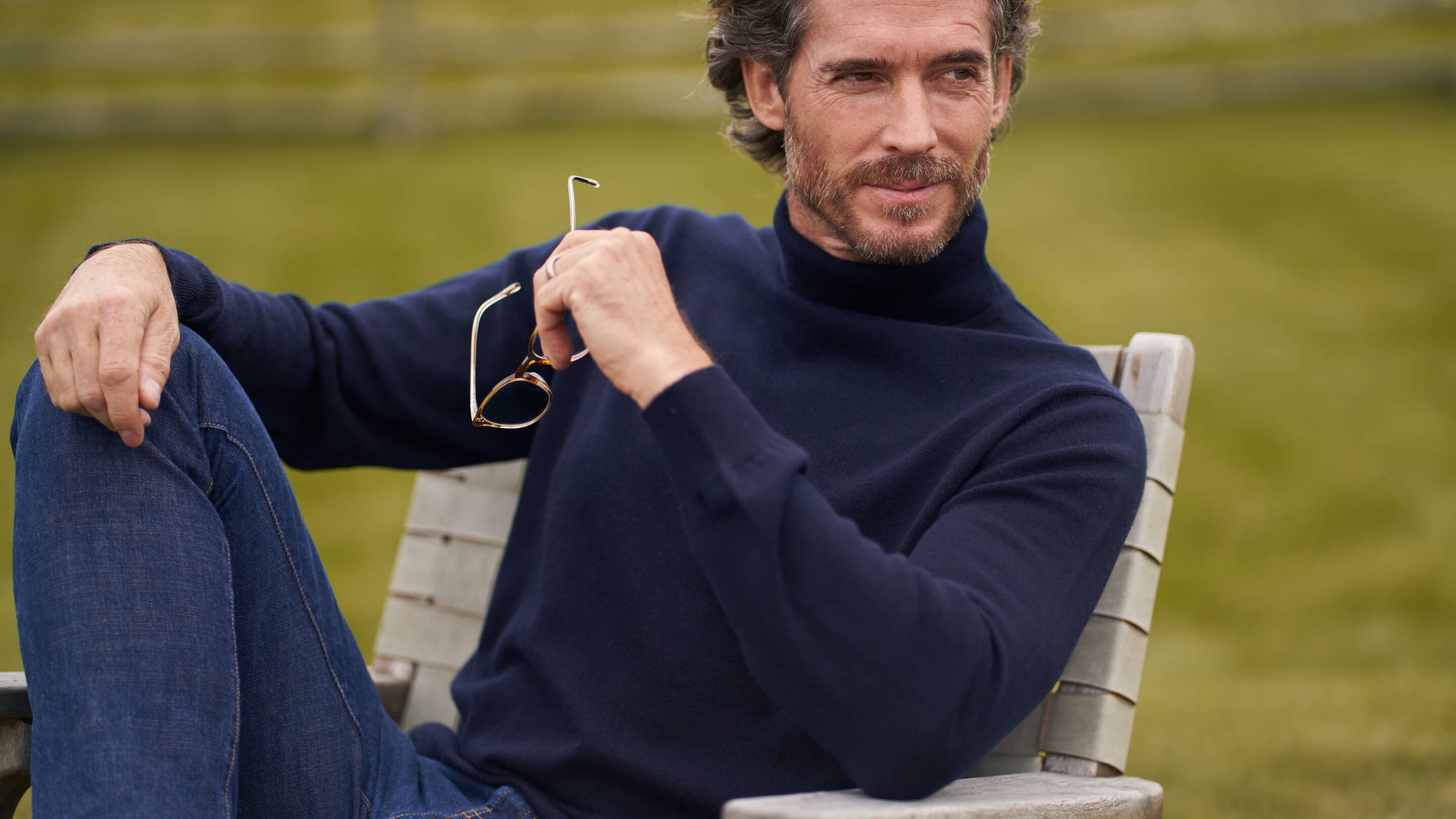 Billie Todd Two-Ply Cashmere Turtleneck in Pirate Blue