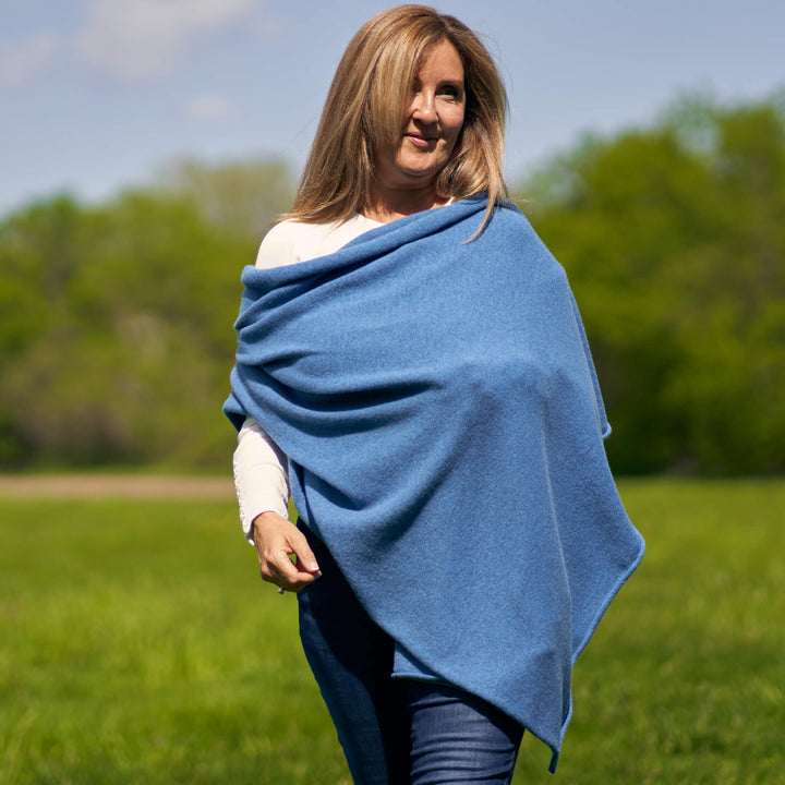Billie Todd Four-Ply Cashmere Shawl Wrap Made in Scotland #color_mallaig-blue