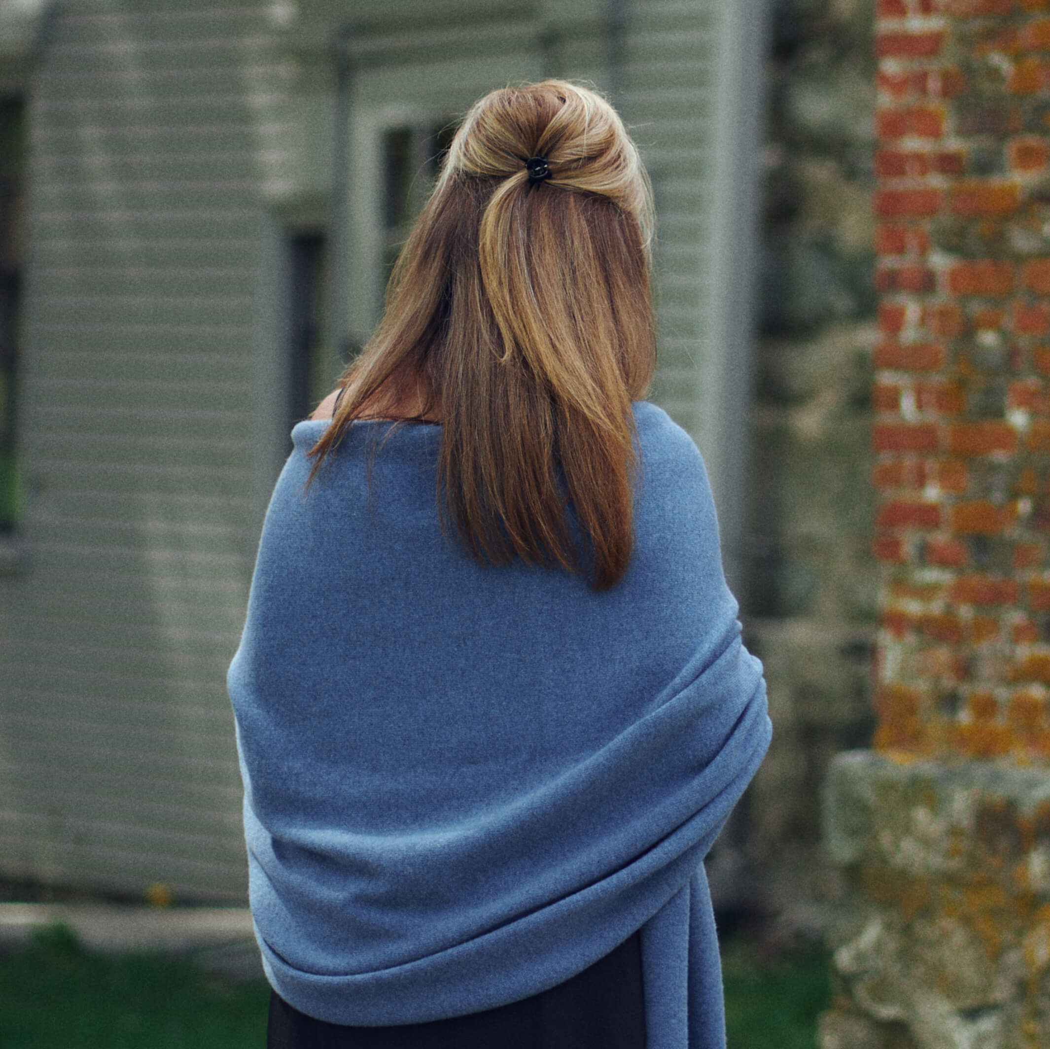 Billie Todd Four-Ply Cashmere Shawl Wrap Made in Scotland #color_mallaig-blue