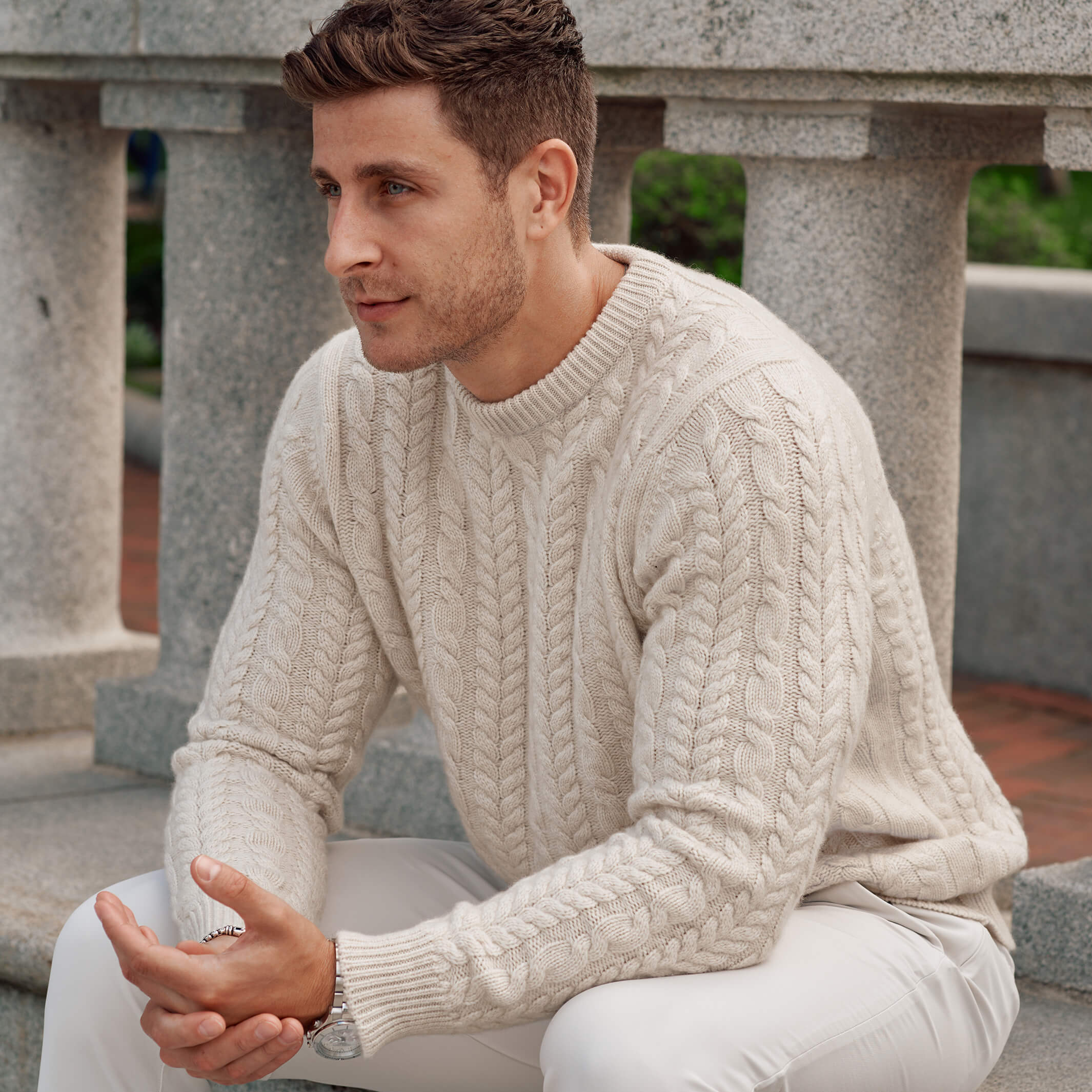 The Gregor 4-Ply Cashmere Cable Knit Crewneck | Billie Todd