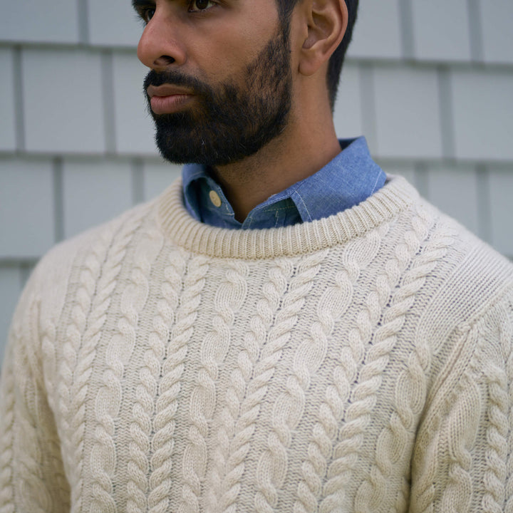 Billie Todd 100% Cashmere Aran Crewneck Made in Scotland#color_natural