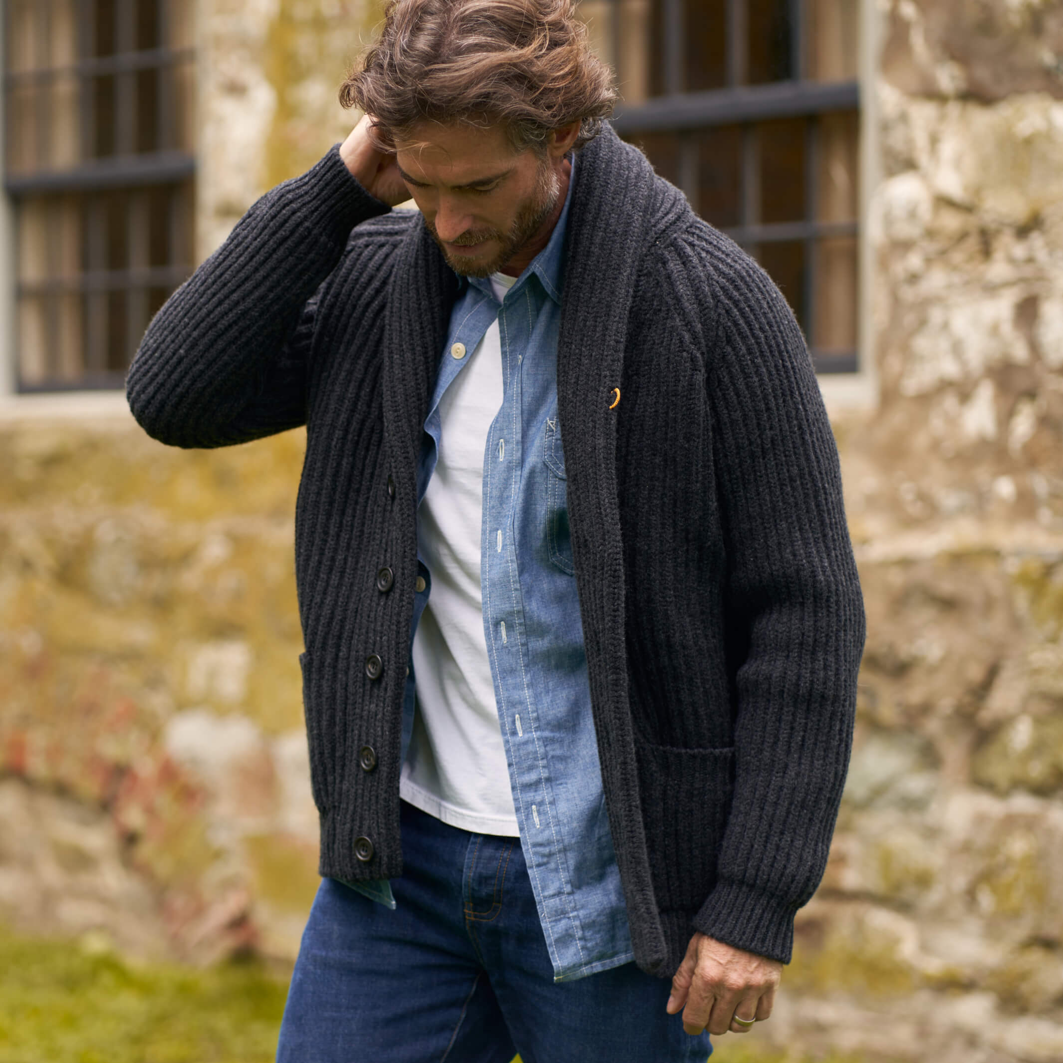 The James 8-Ply Lambswool Shawl Cardigan