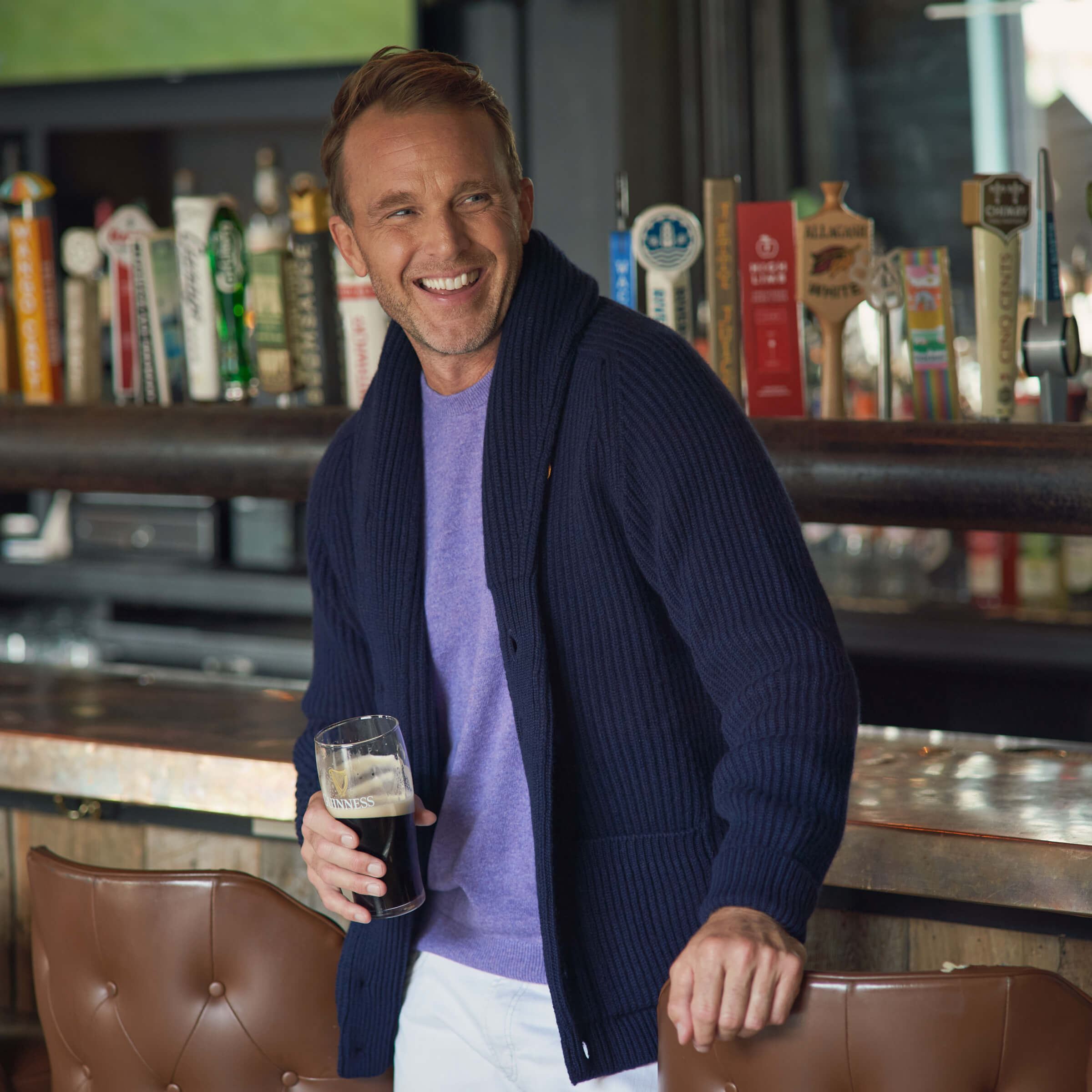 Billie Todd Eight-Ply Cashmere Shawl Cardigan Made in Scotland #color_navy