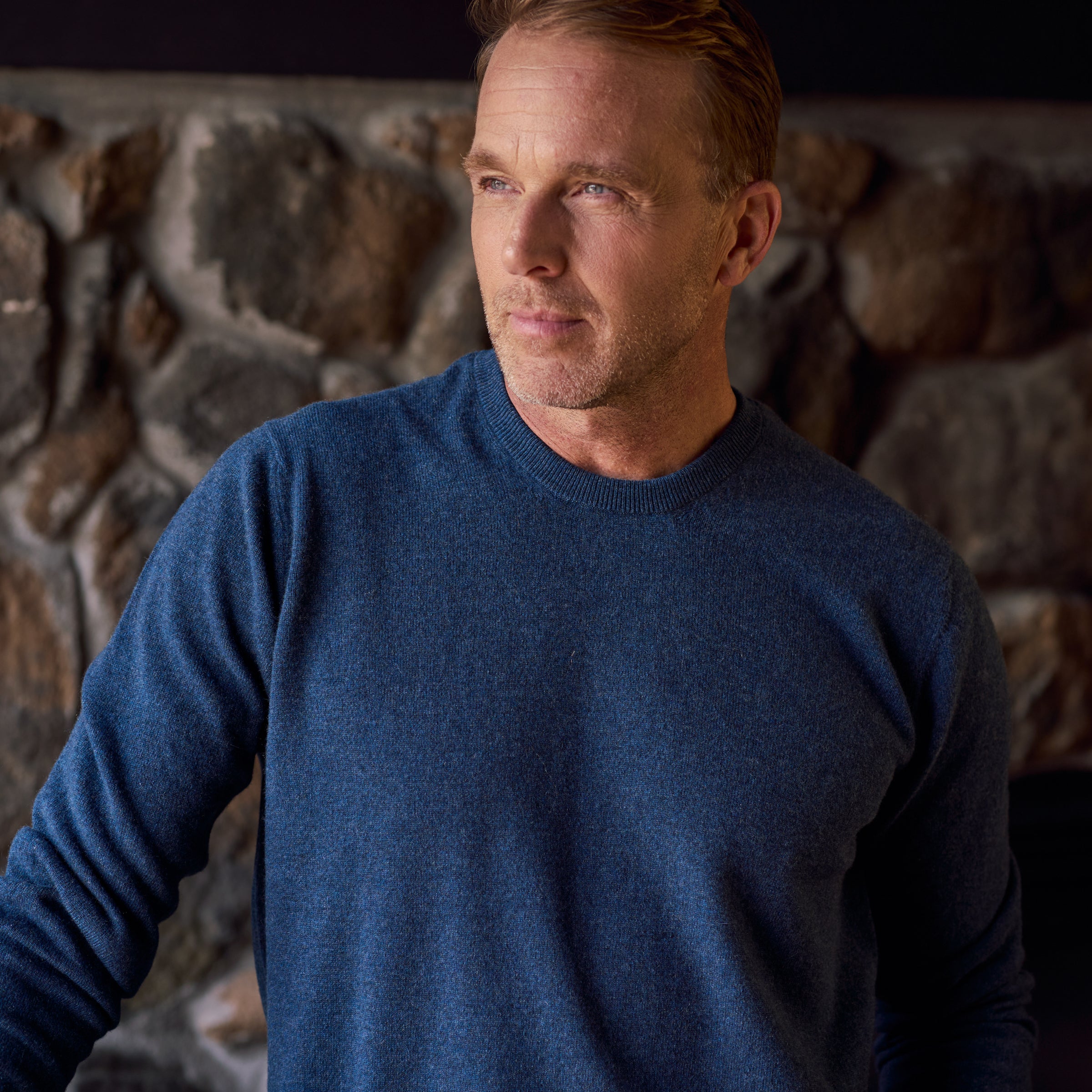 Billie Todd Two Ply Cashmere Crewneck Made in Scotland #color_japanese blue