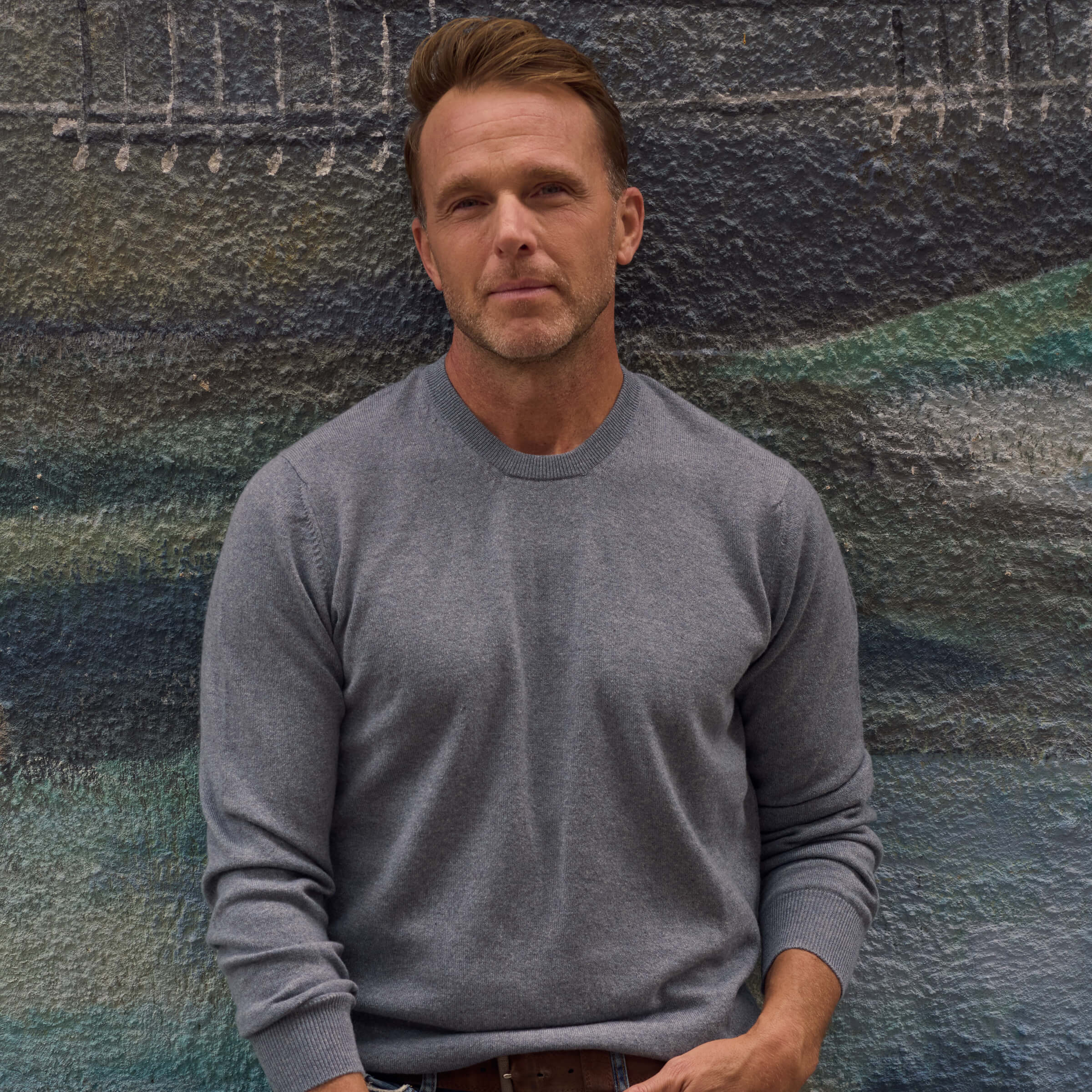 Billie Todd Two Ply Cashmere Crewneck Made in Scotland #color_slate