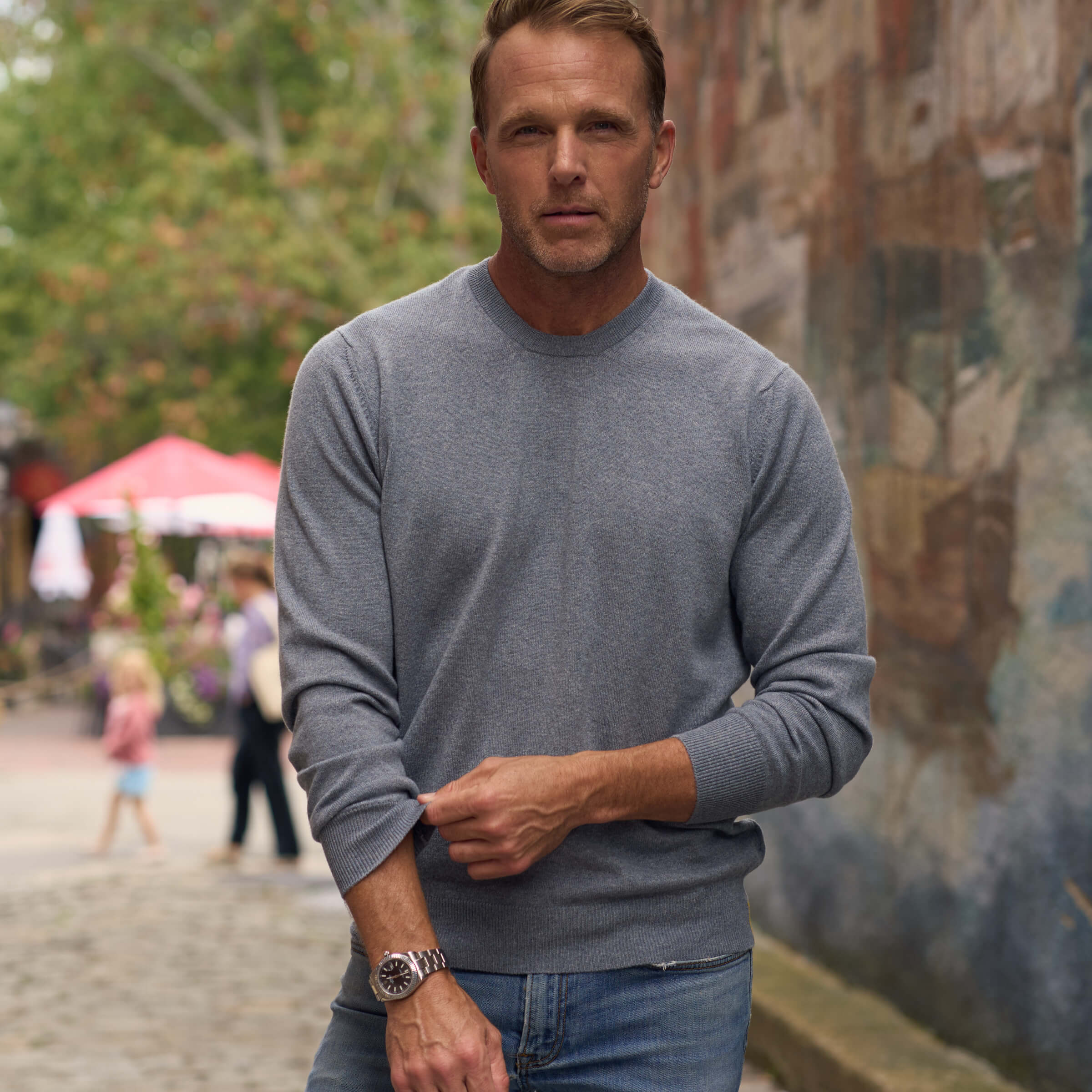 Billie Todd Two Ply Cashmere Crewneck Made in Scotland #color_slate