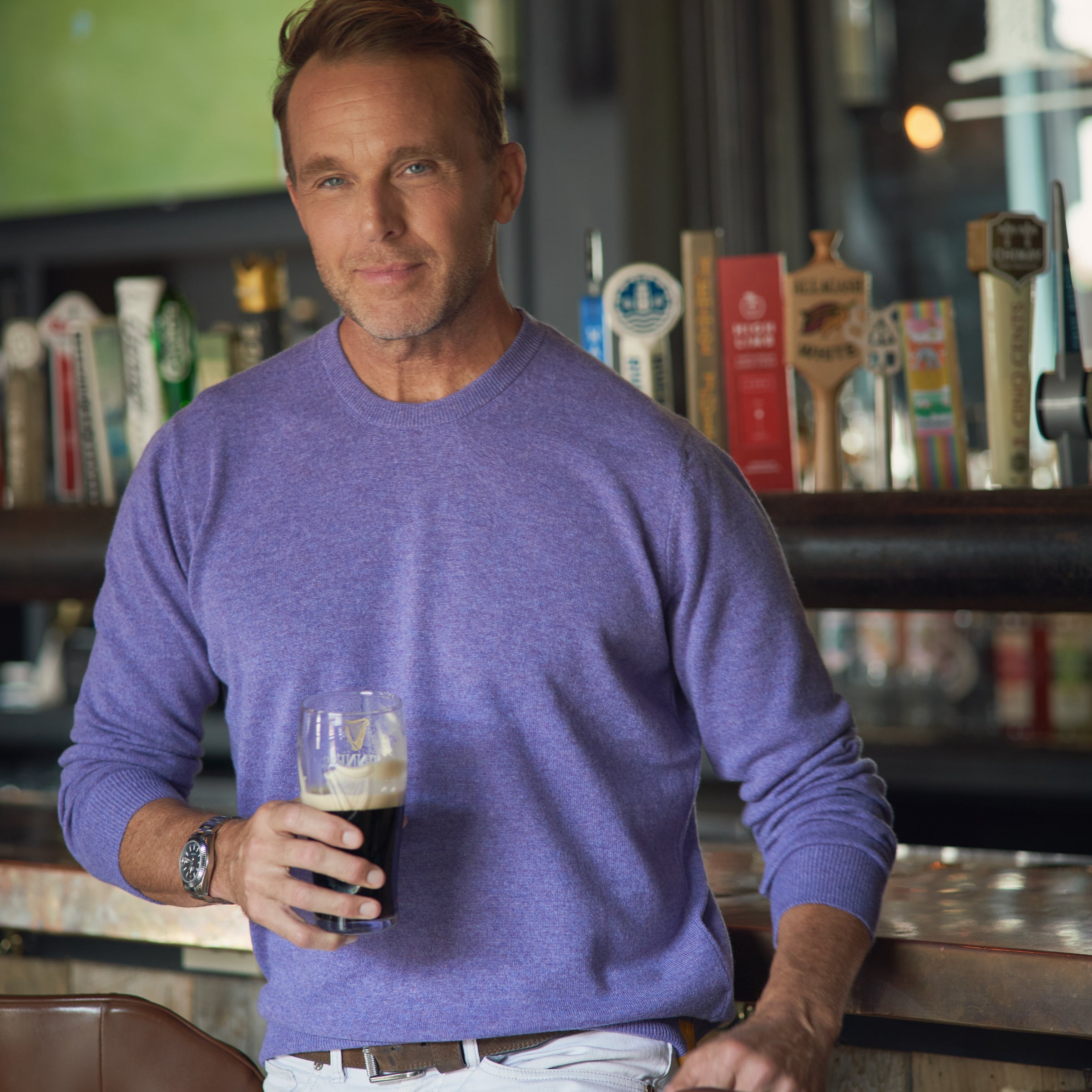 Billie Todd Two Ply Cashmere Crewneck Made in Scotland #color_thistle