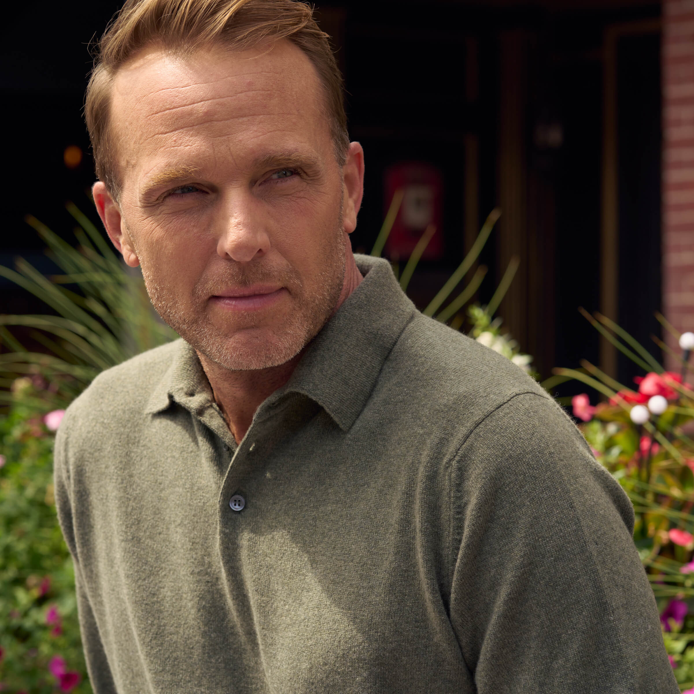 Billie Todd 100% Cashmere Two-Ply Long Sleeve Polo Sweater Made in Scotland#color_moss