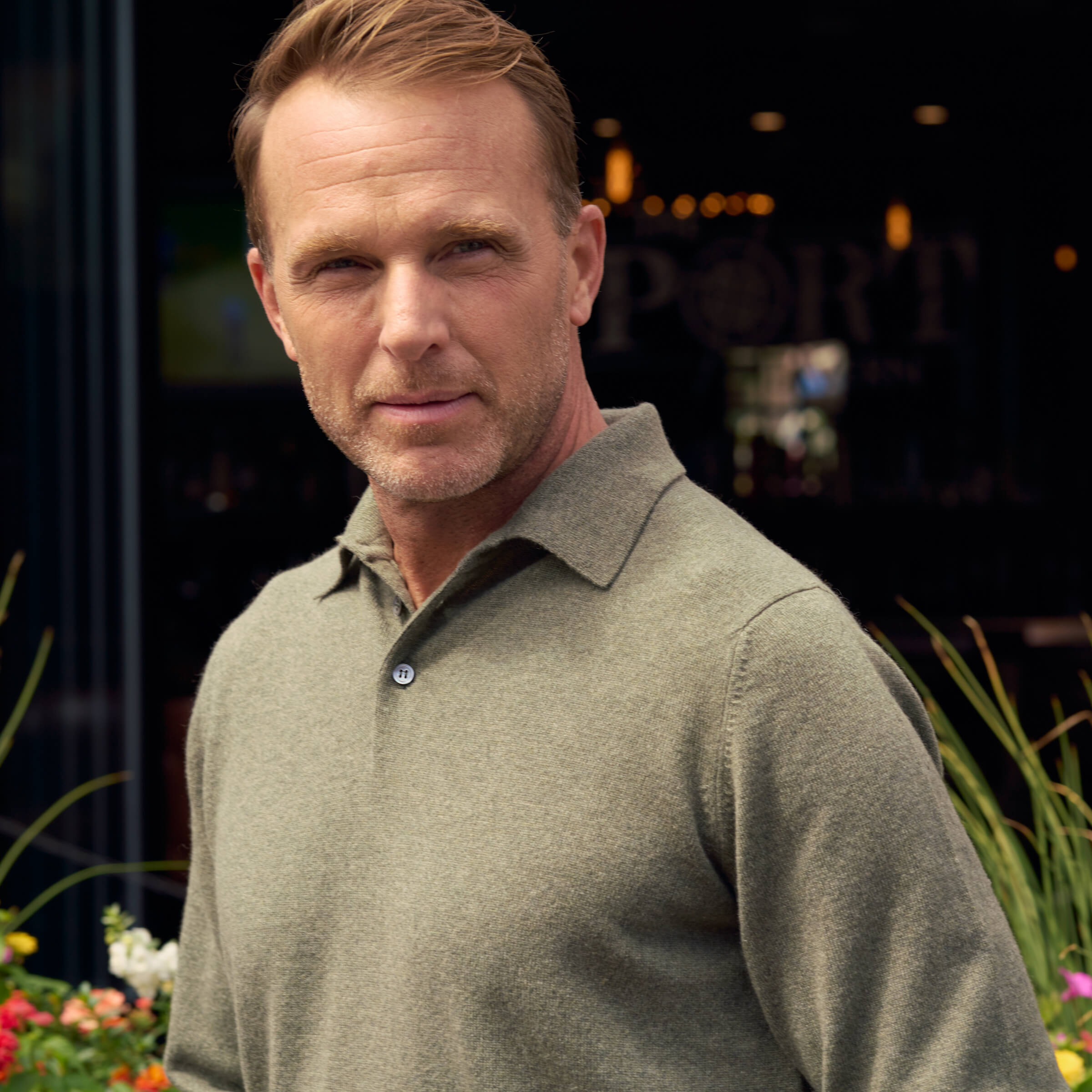 Billie Todd 100% Cashmere Two-Ply Long Sleeve Polo Sweater Made in Scotland#color_moss