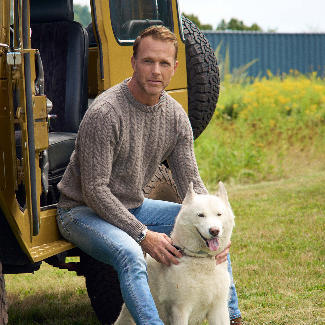 Billie Todd 100% Cashmere Aran Crewneck Made in Scotland#color_elk